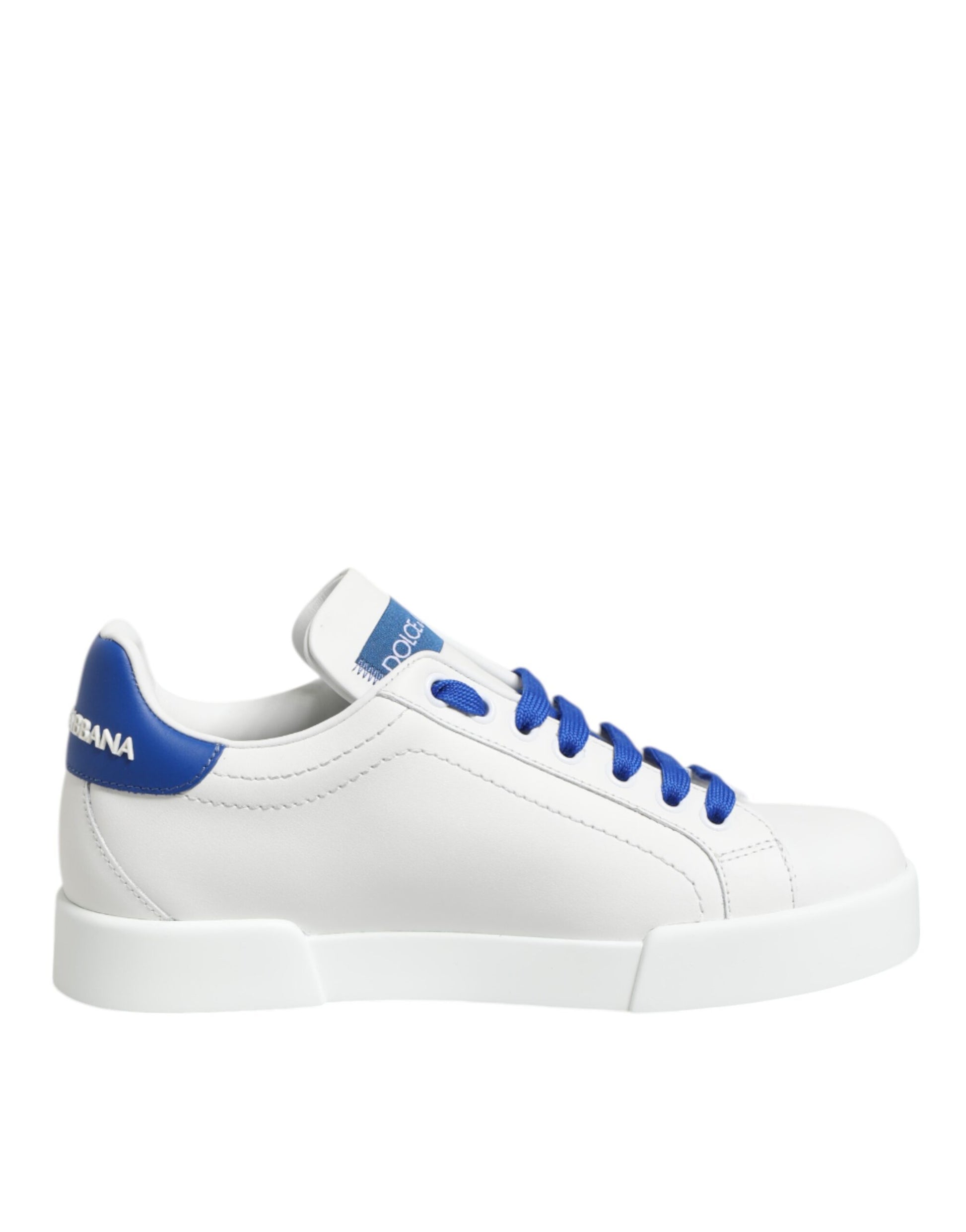 Chaussures de sport basses en cuir bleu et blanc Dolce & Gabbana