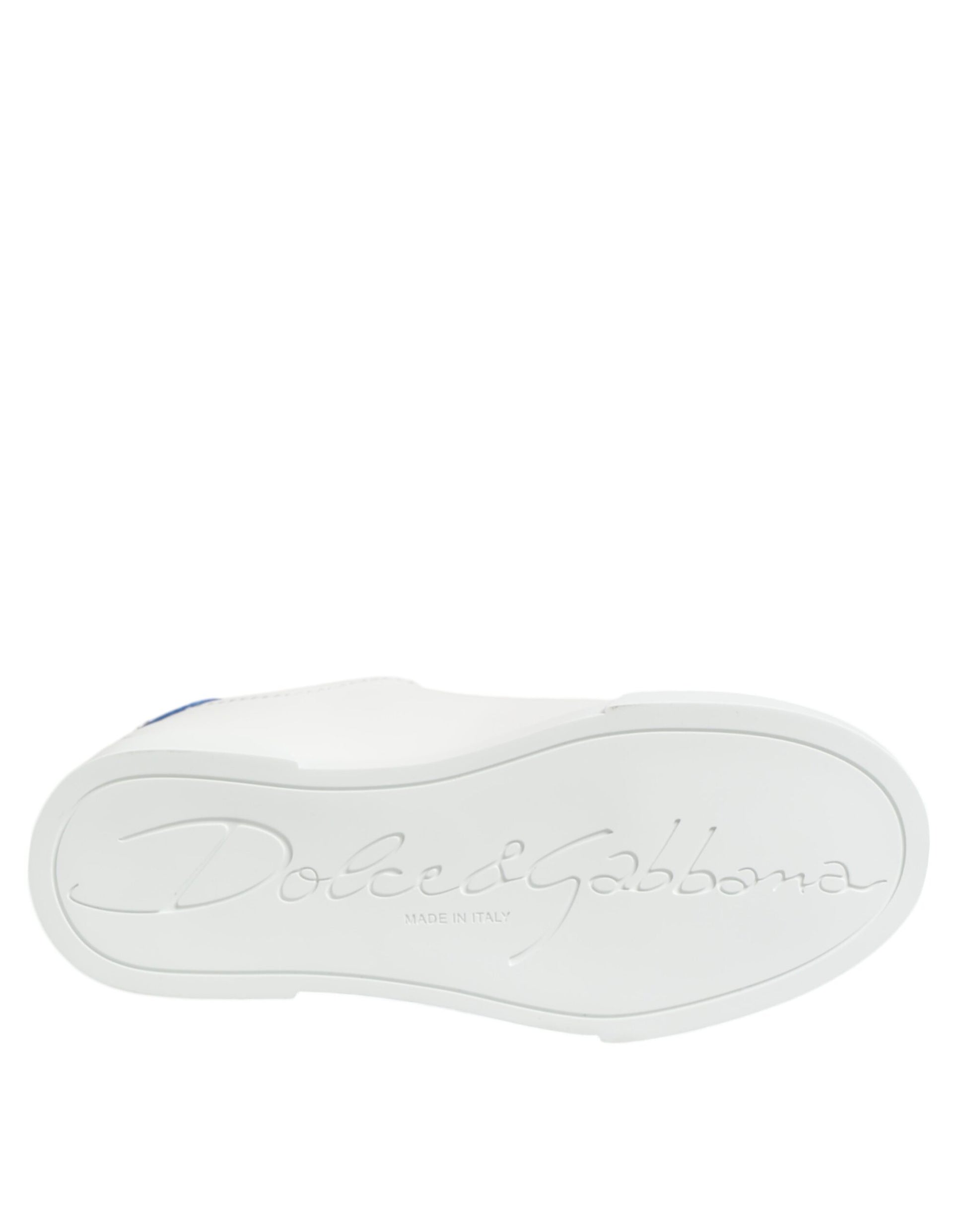 Chaussures de sport basses en cuir bleu et blanc Dolce & Gabbana