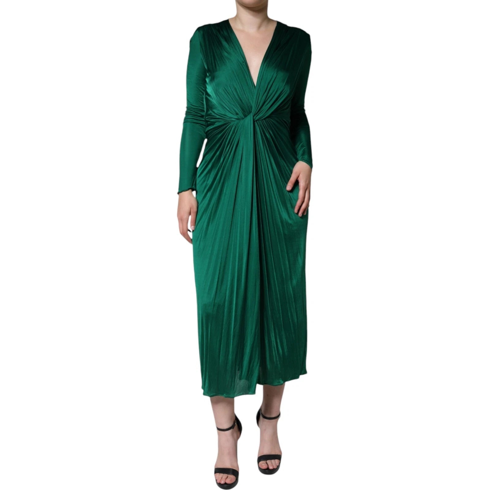 Robe longue mi-mollet Dolce & Gabbana en viscose vert foncé à manches longues