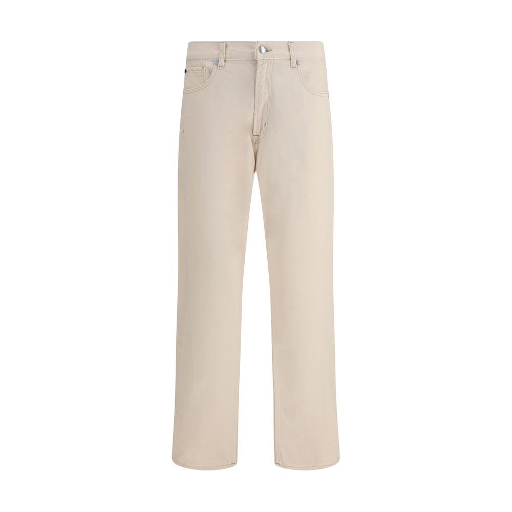 7FOR Beige Cotton Straight-Leg Jeans