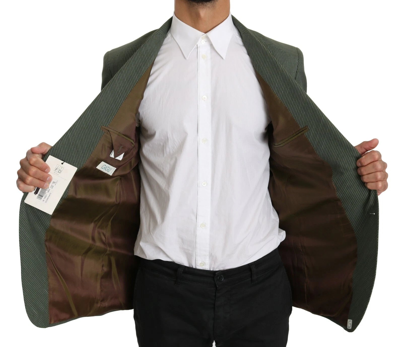 Romeo Gigli – Grüner Leinenblazer, einteilig, einreihige Jacke