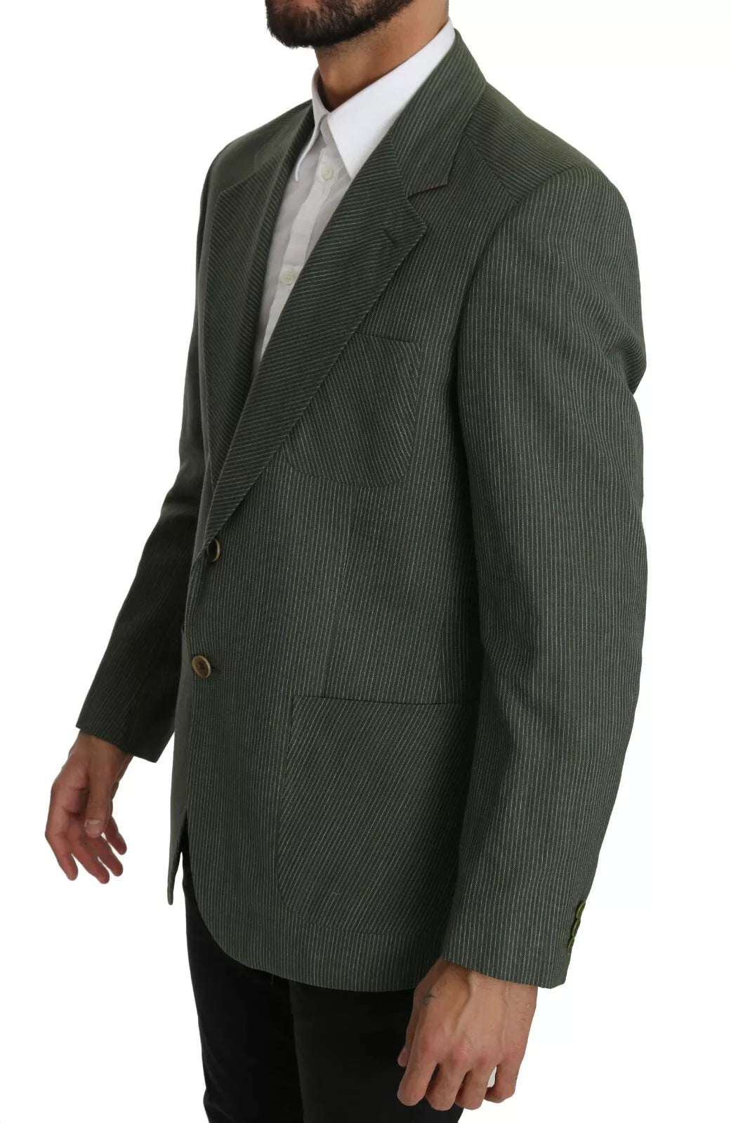 Romeo Gigli – Grüner Leinenblazer, einteilig, einreihige Jacke