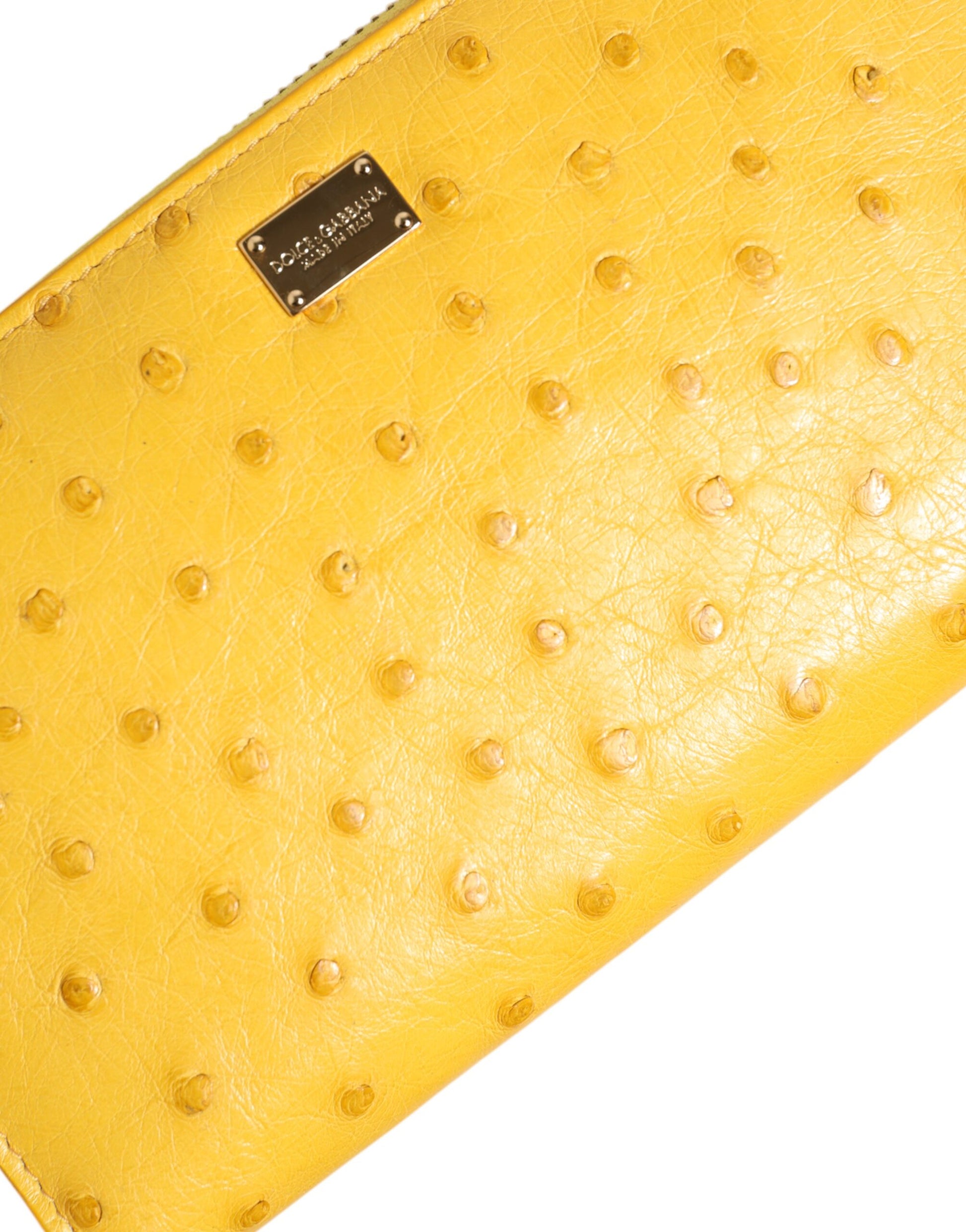 Portefeuille Continental Dolce & Gabbana en cuir jaune avec plaque logo et fermeture éclair