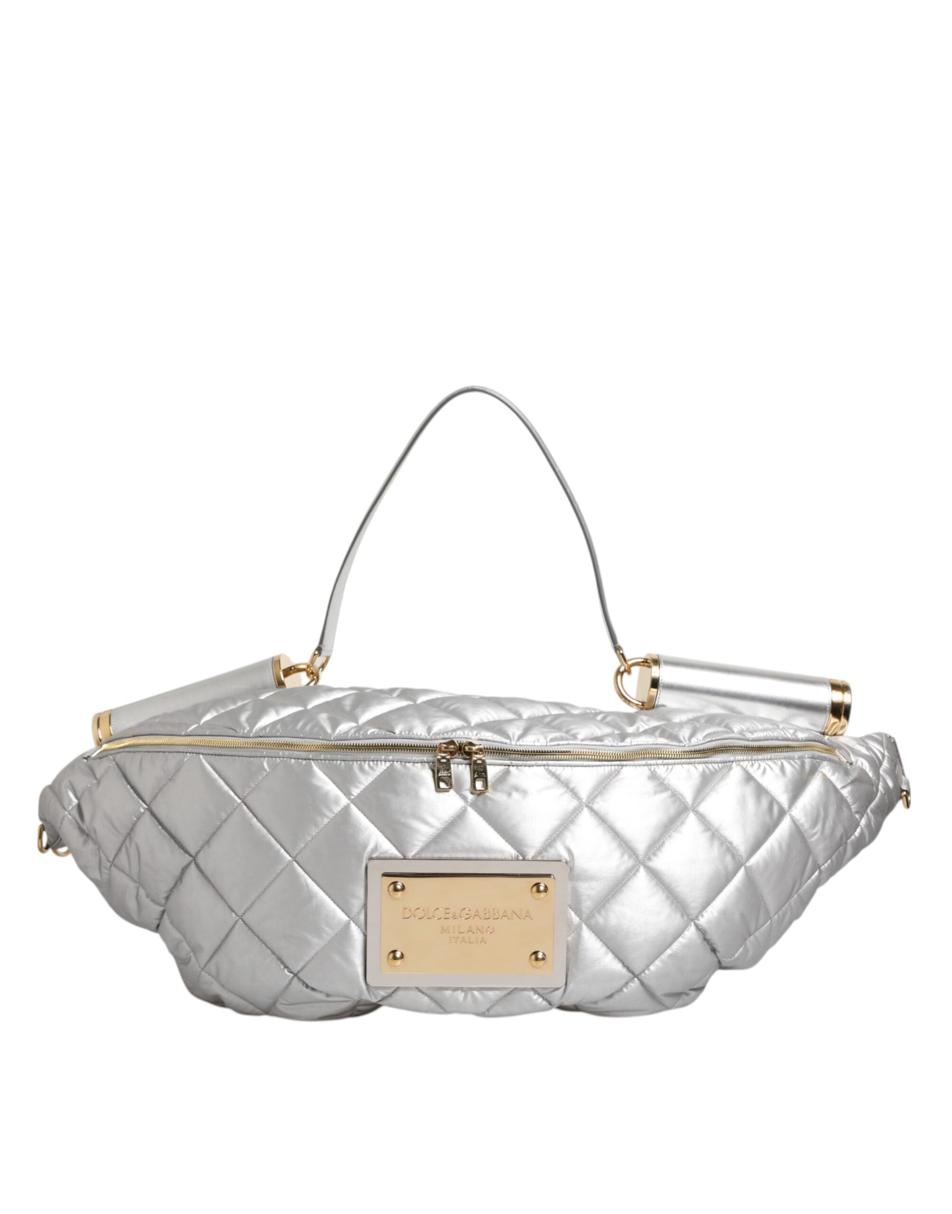 Sac porté épaule Dolce & Gabbana matelassé argenté SICILY
