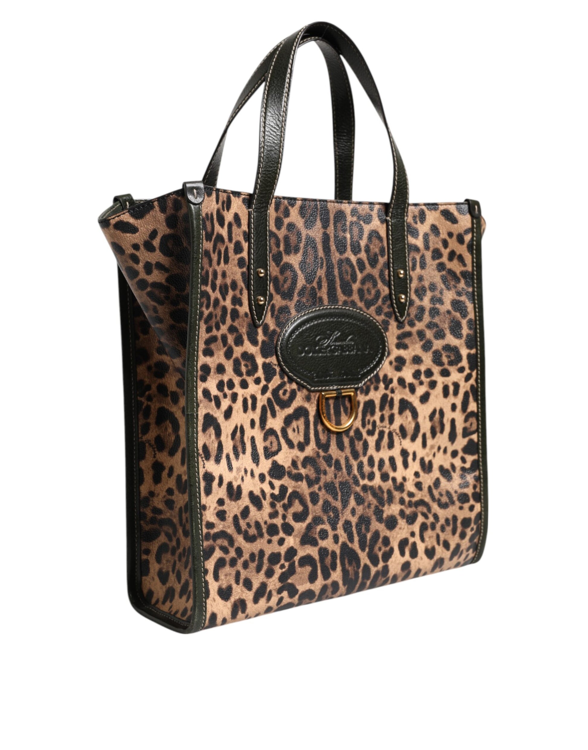Dolce &amp; Gabbana Multicolor Leopard Shopping Tote Schulter Frauen Borse Tasche