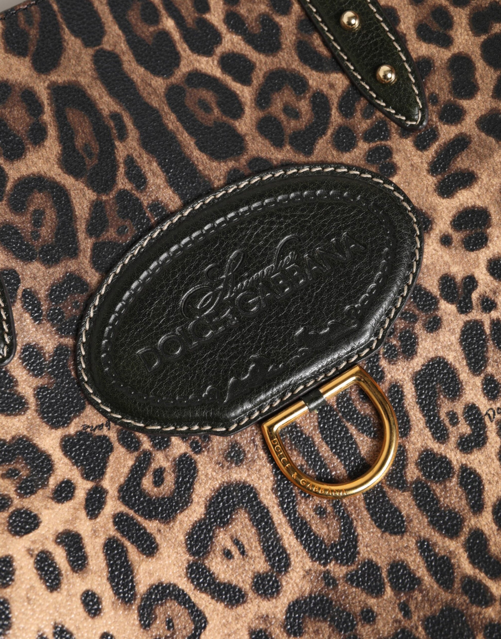 Dolce &amp; Gabbana Multicolor Leopard Shopping Tote Schulter Frauen Borse Tasche