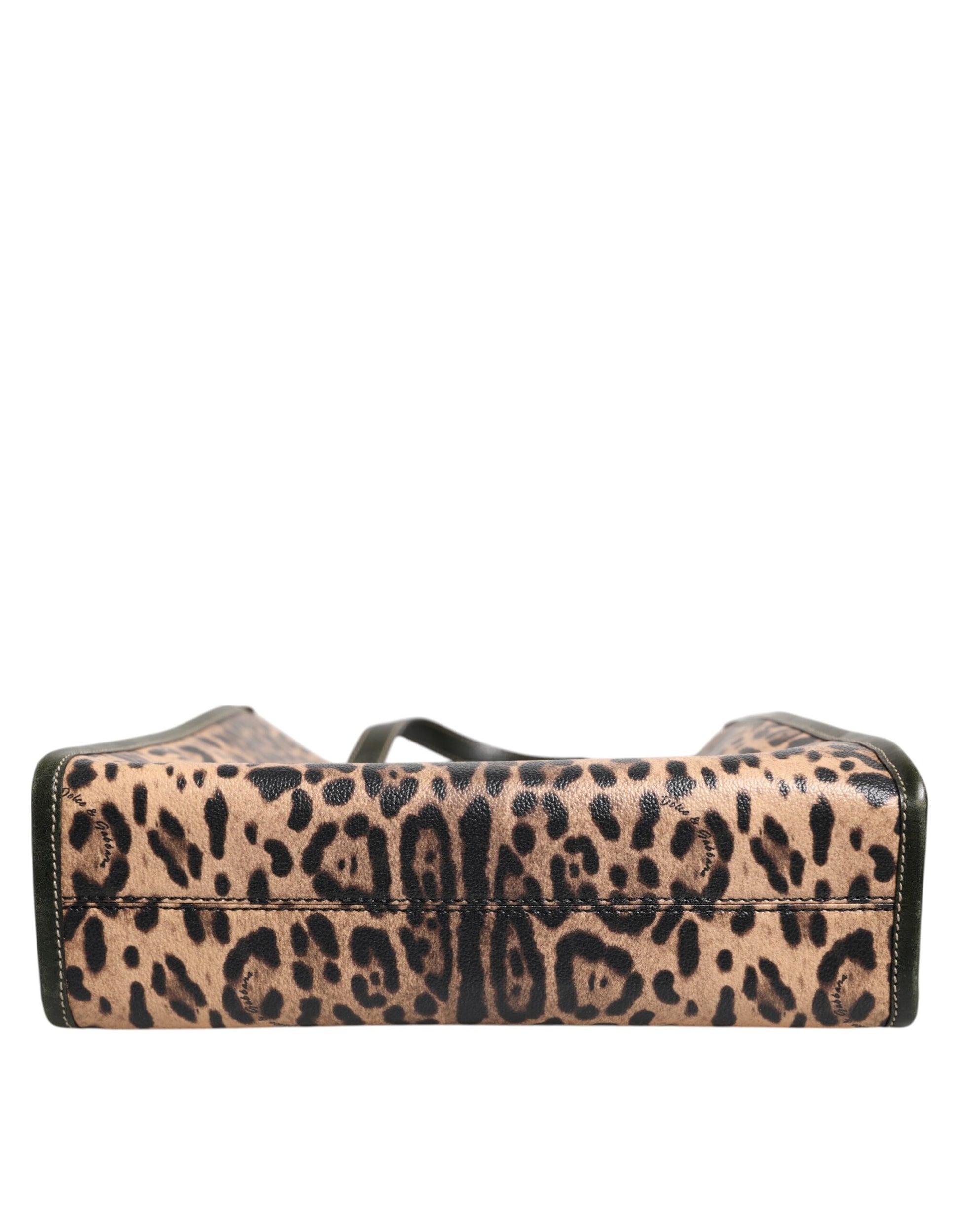 Dolce &amp; Gabbana Multicolor Leopard Shopping Tote Schulter Frauen Borse Tasche