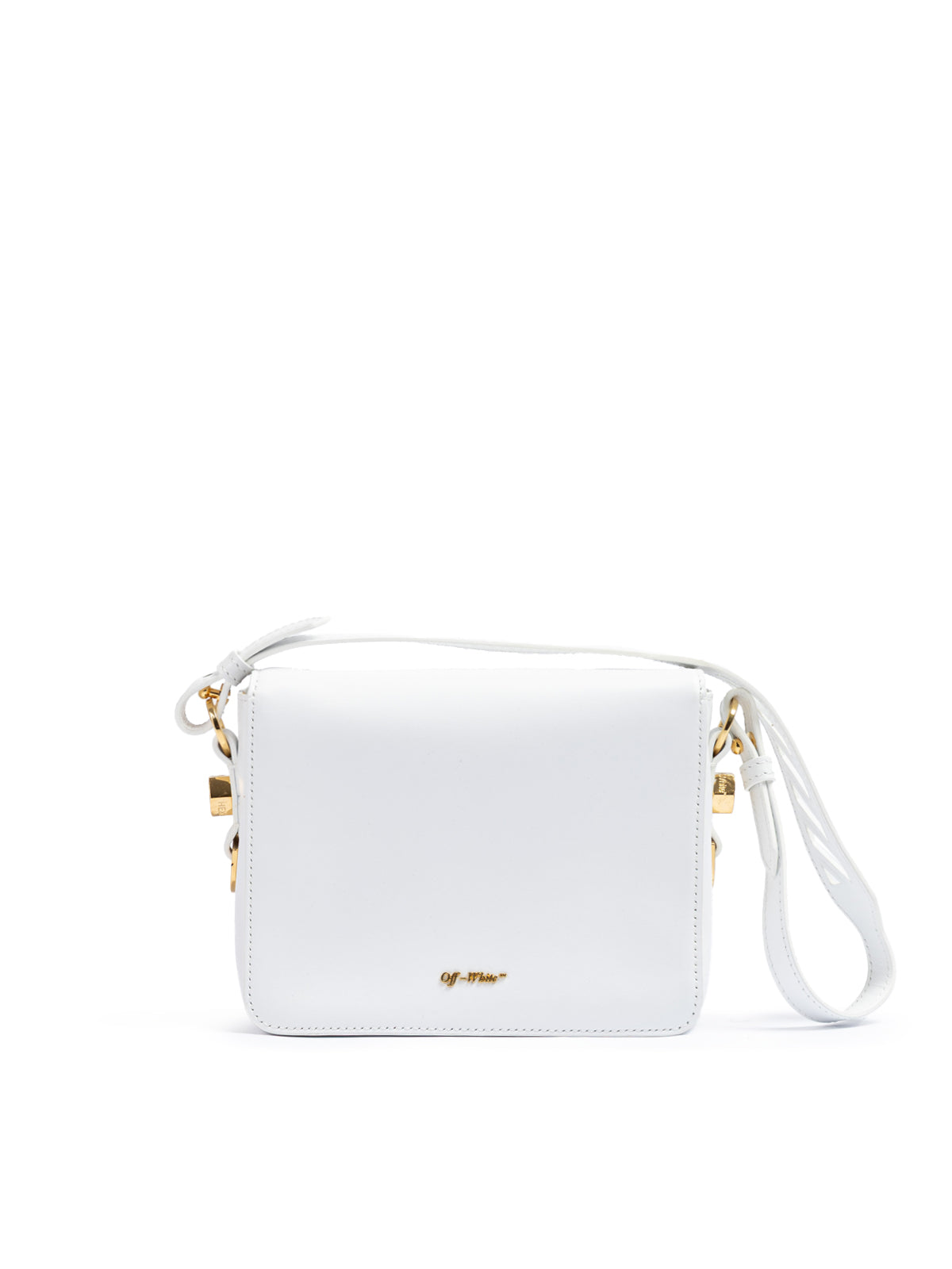 Off-White – Umhängetasche mit Streifen in Weiß/Gold-Metallic