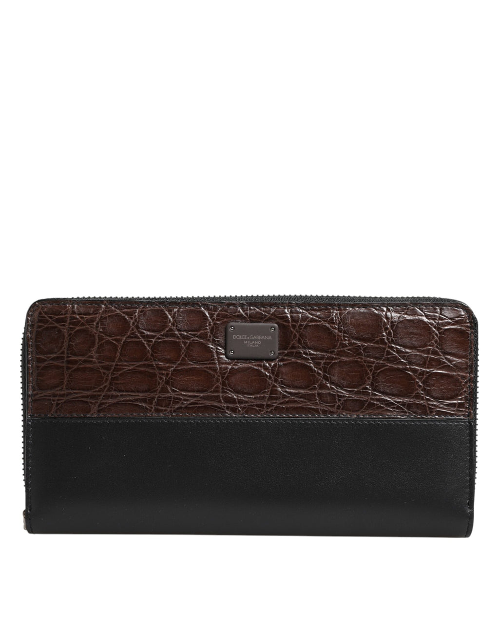 Portefeuille Continental pour Homme en Cuir Exotique Noir et Marron Dolce & Gabbana