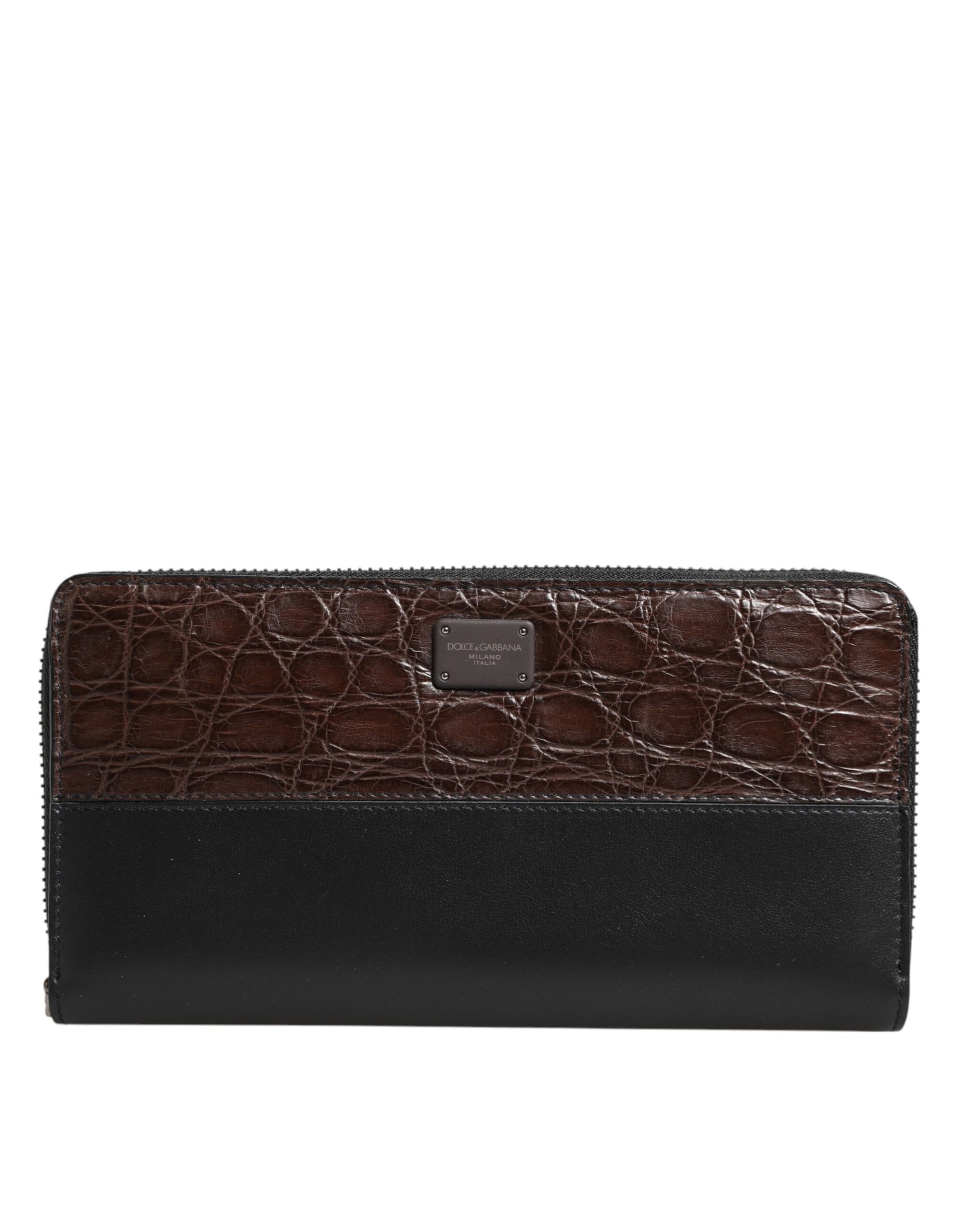 Portefeuille Continental pour Homme en Cuir Exotique Noir et Marron Dolce & Gabbana