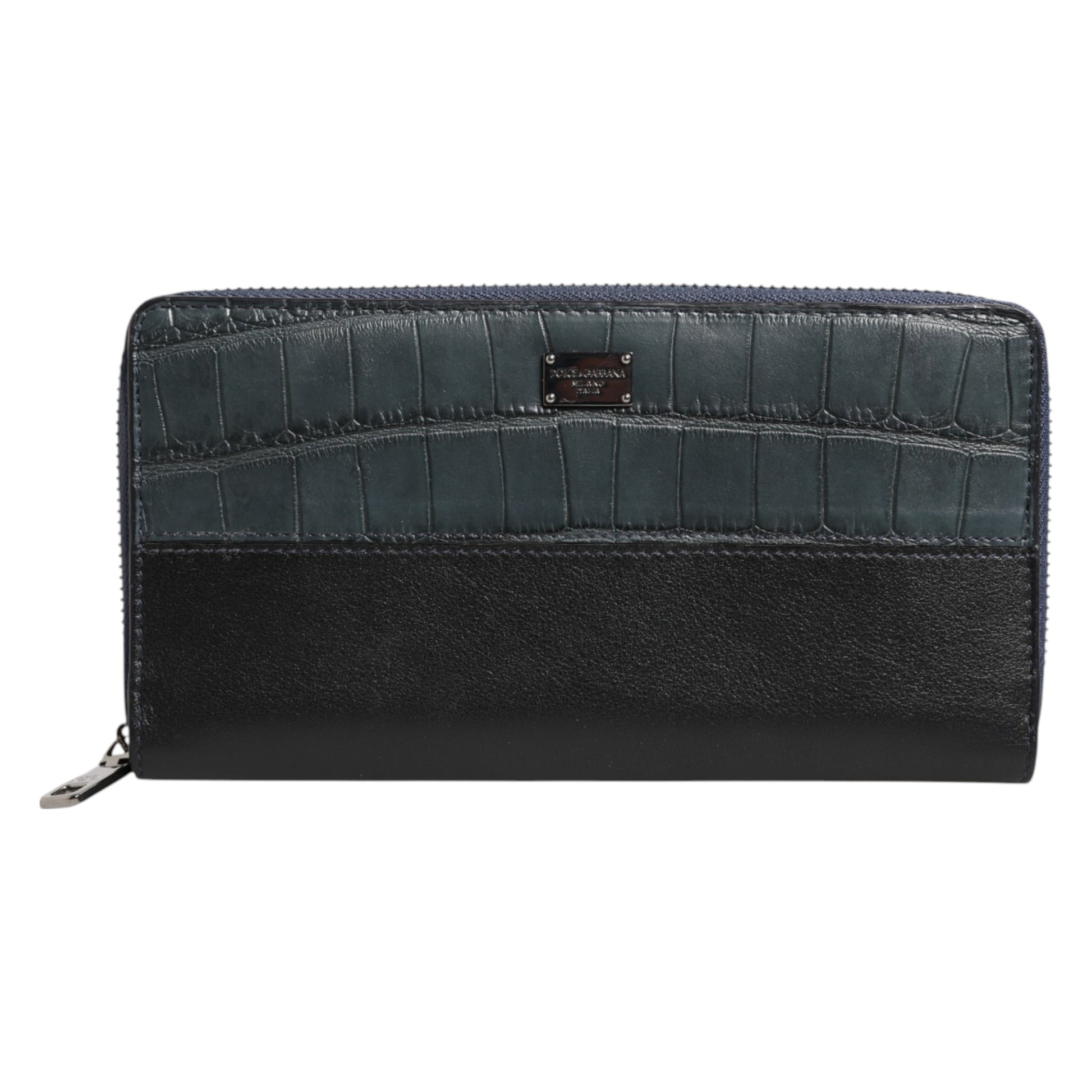 Portefeuille Clutch Continental pour homme Dolce & Gabbana en cuir exotique noir et bleu