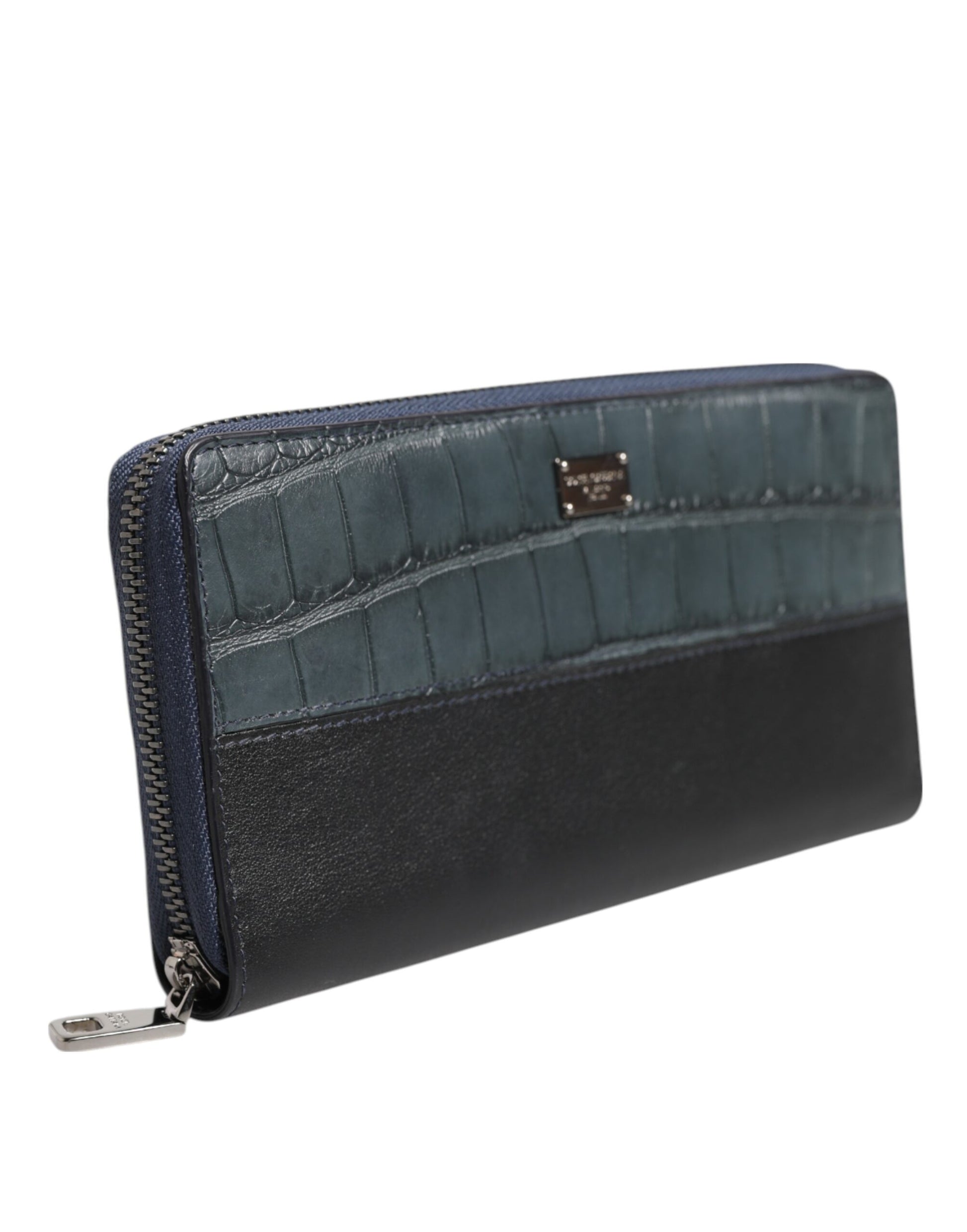 Portefeuille Clutch Continental pour homme Dolce & Gabbana en cuir exotique noir et bleu