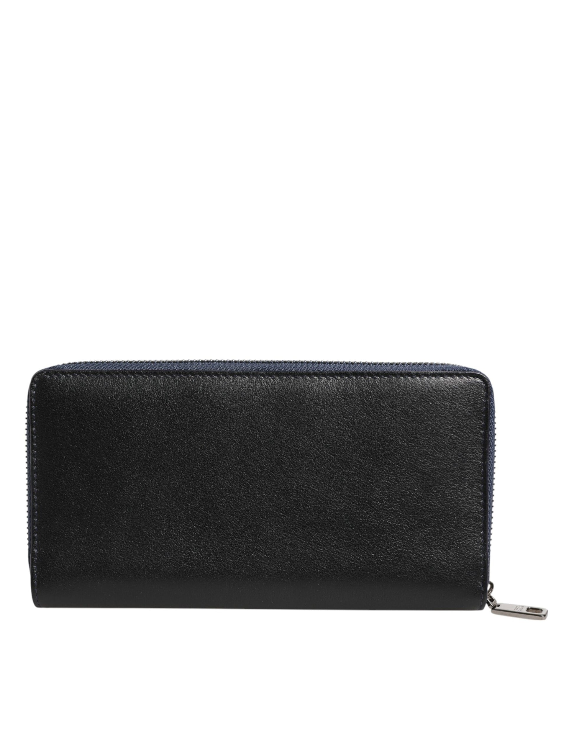 Portefeuille Clutch Continental pour homme Dolce & Gabbana en cuir exotique noir et bleu