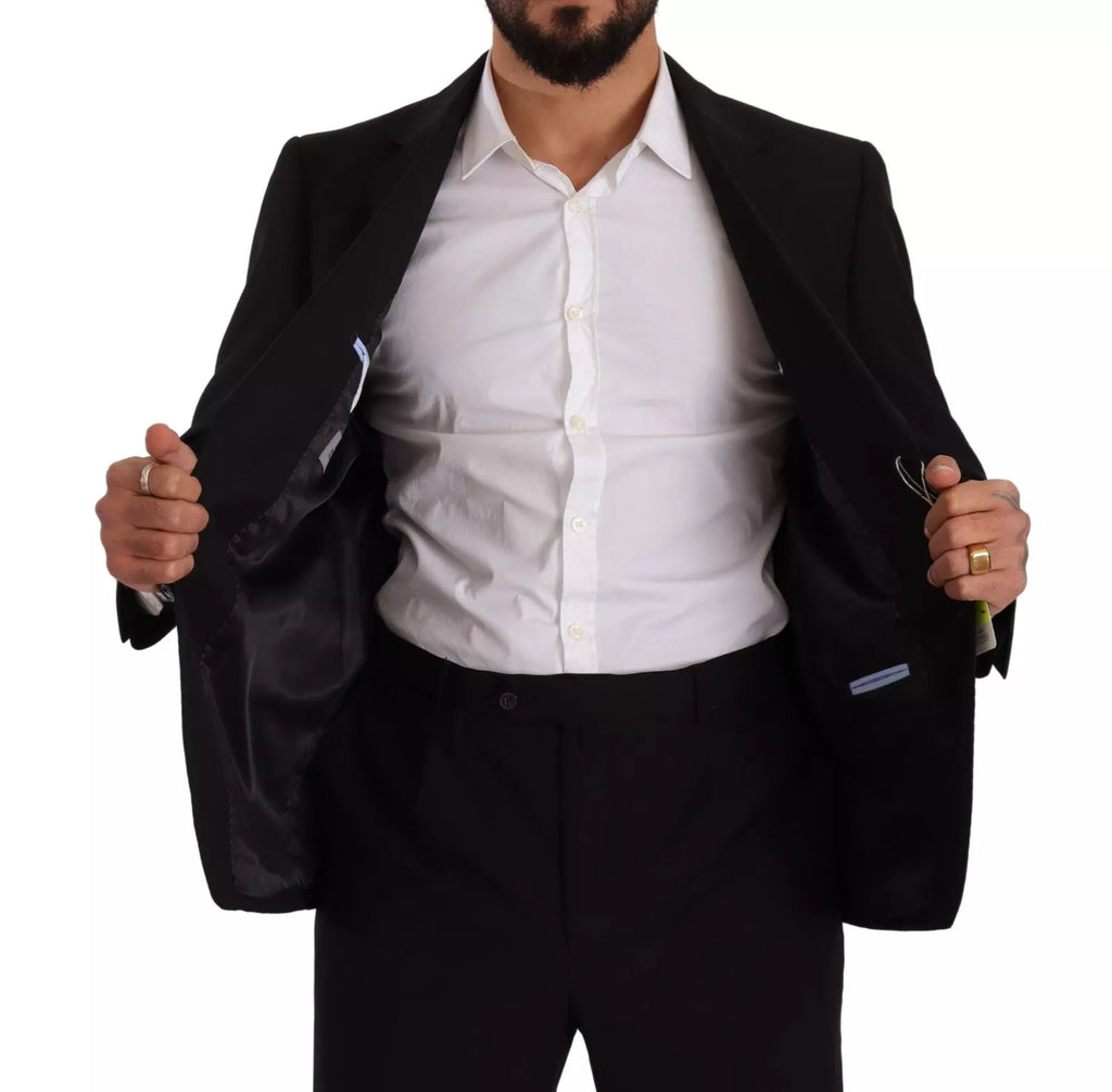 Domenico Tagliente – Blauer, einreihiger, formeller, zweiteiliger Anzug aus Polyester