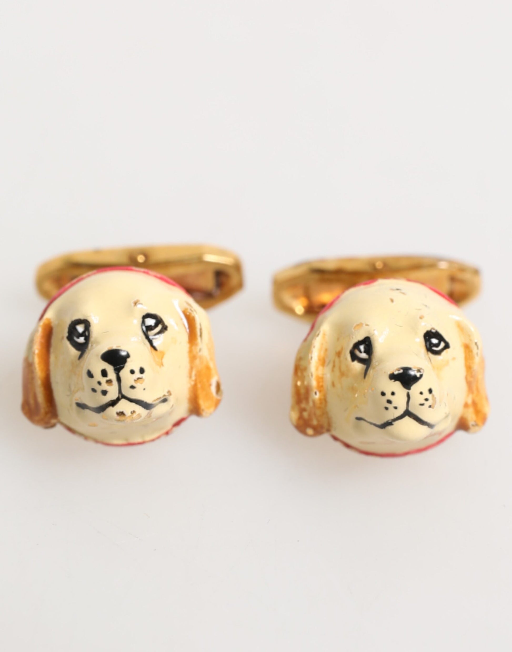 Boutons de manchette accessoires pour homme chiot chien Dolce & Gabbana en laiton doré