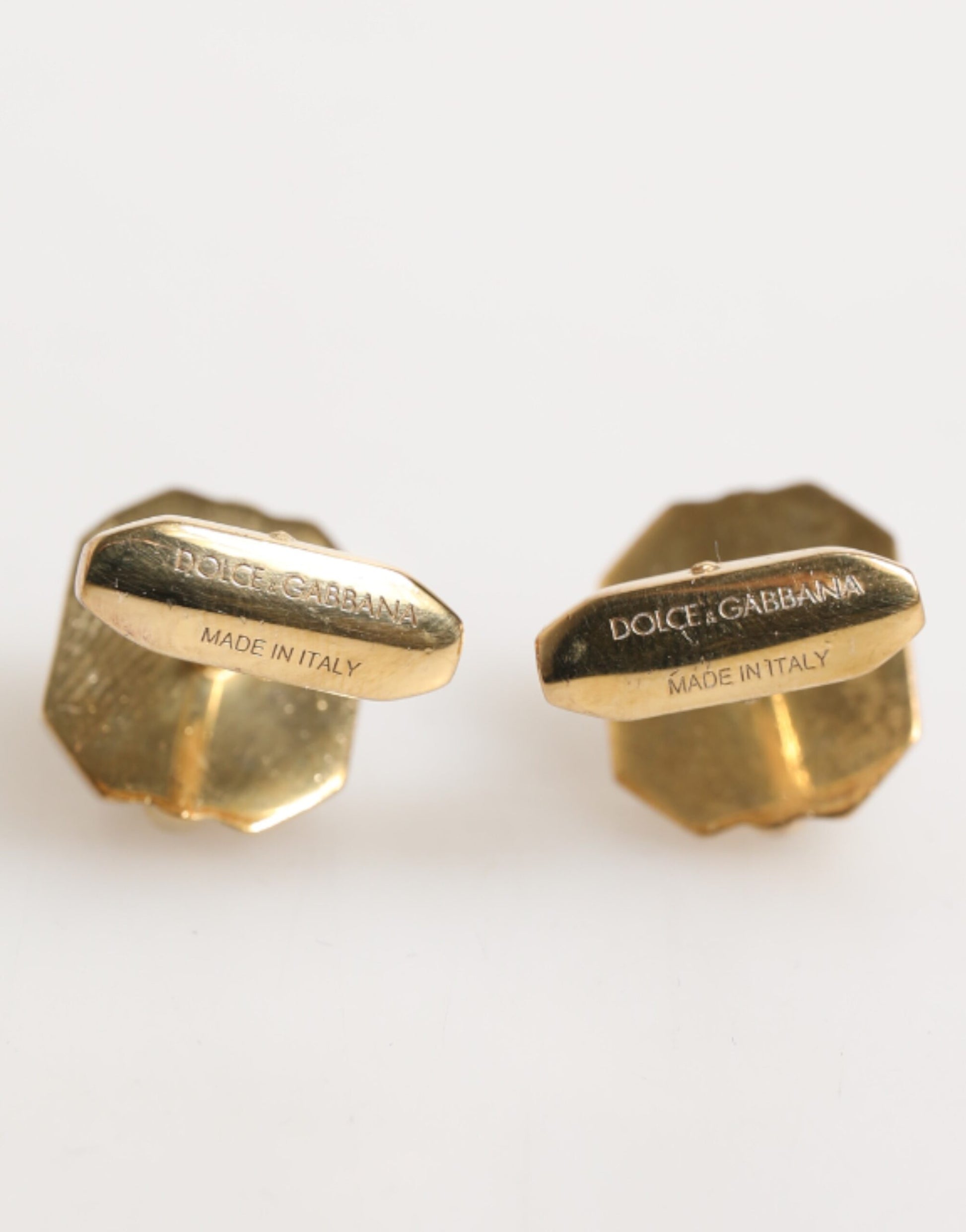 Dolce & Gabbana Emerald Green Crystal Gold Tone 925 Sterling Accessory Cufflink