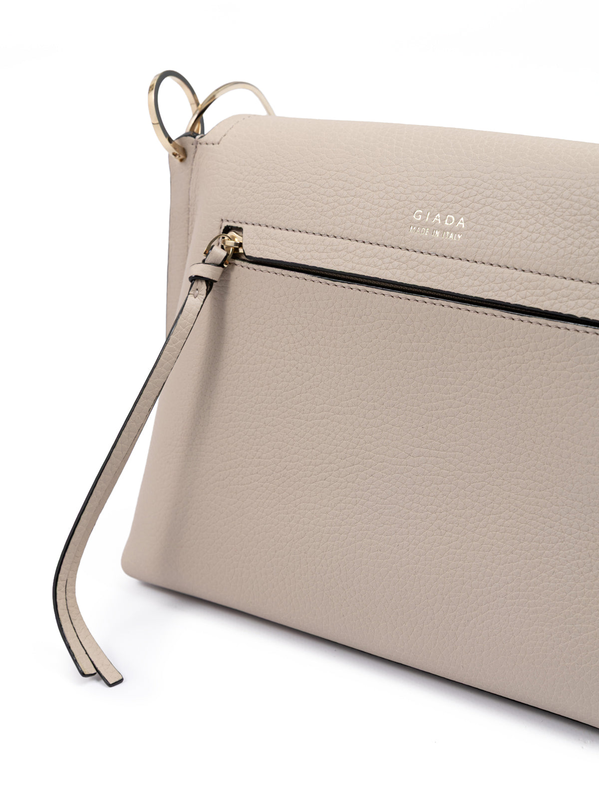 Umhängetasche „Giada“ aus genarbtem Leder in Beige