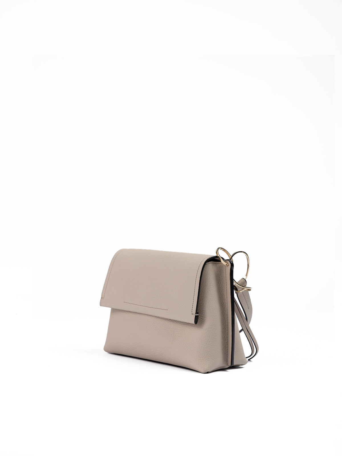 Umhängetasche „Giada“ aus genarbtem Leder in Beige