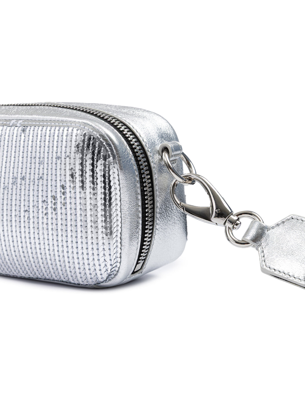 Dsquared² Clutch aus silbernen Pailletten und Leder