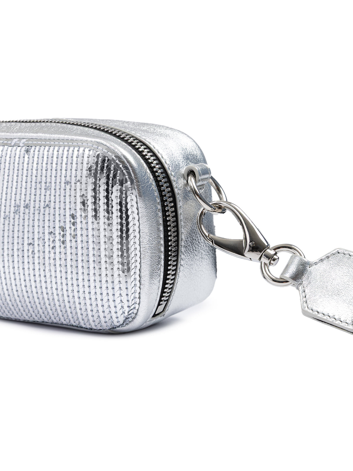 Dsquared² Clutch aus silbernen Pailletten und Leder