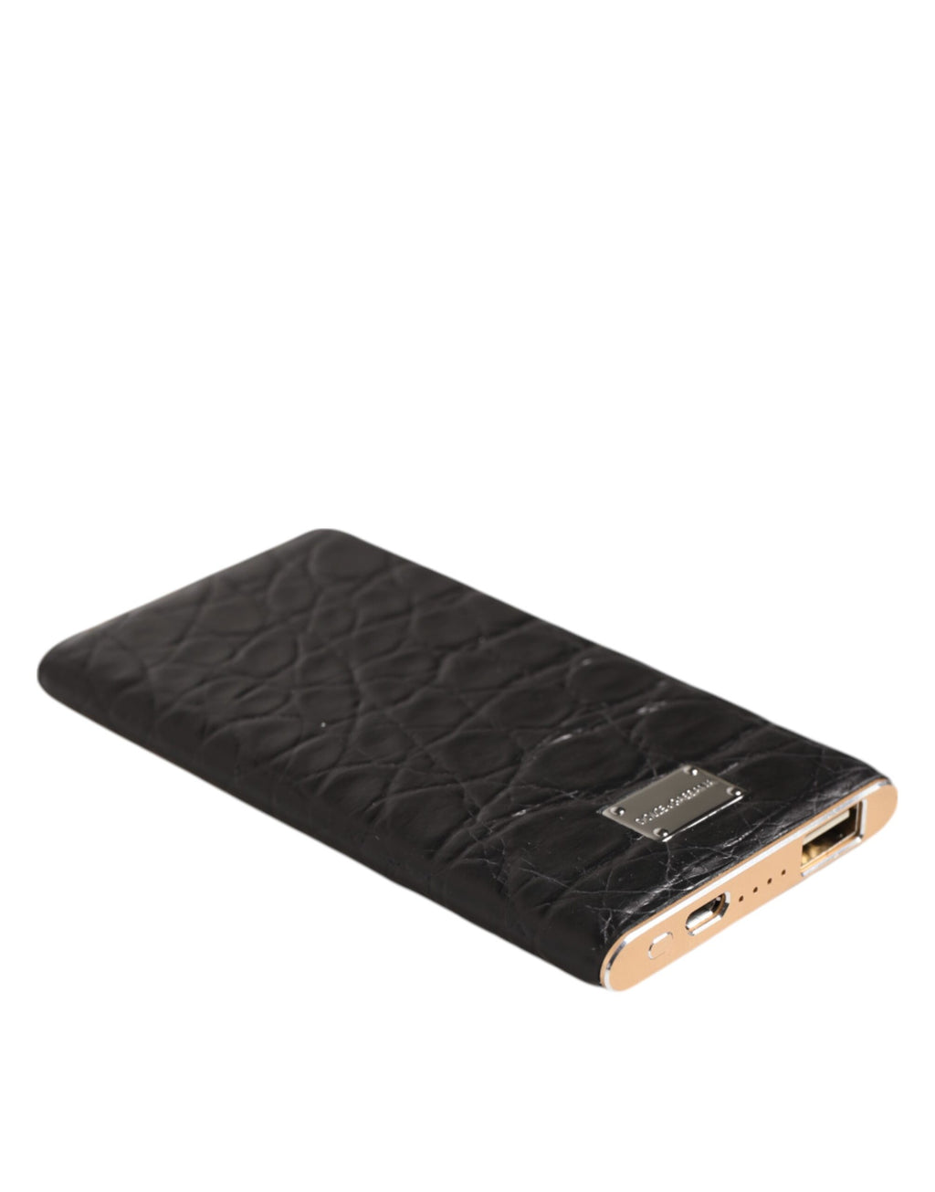 Chargeur USB Power Bank Dolce & Gabbana en cuir noir gaufré exotique 3000 mAh