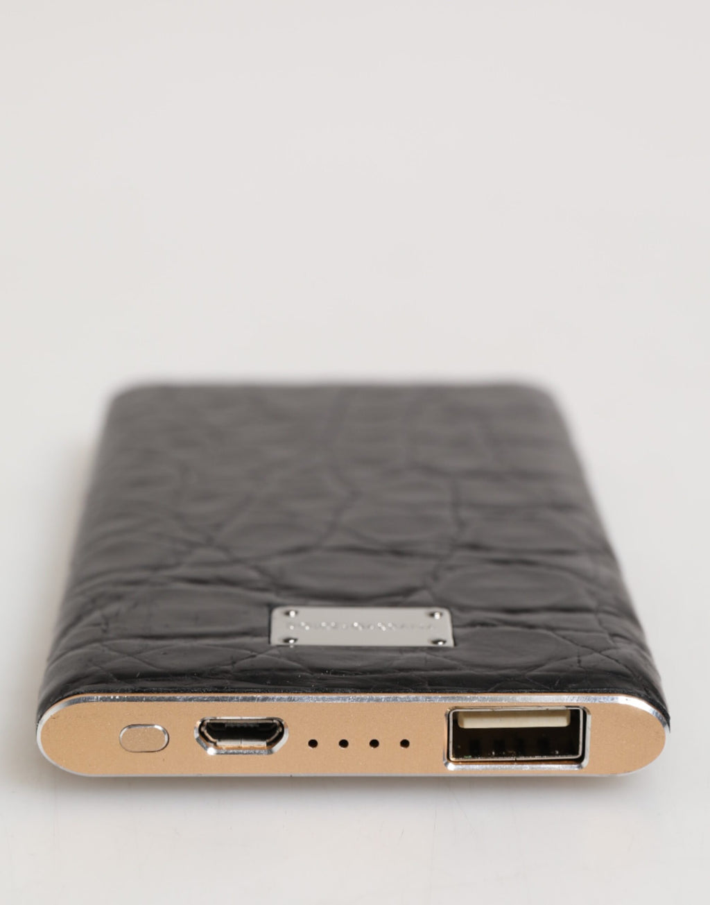 Chargeur USB Power Bank Dolce & Gabbana en cuir noir gaufré exotique 3000 mAh