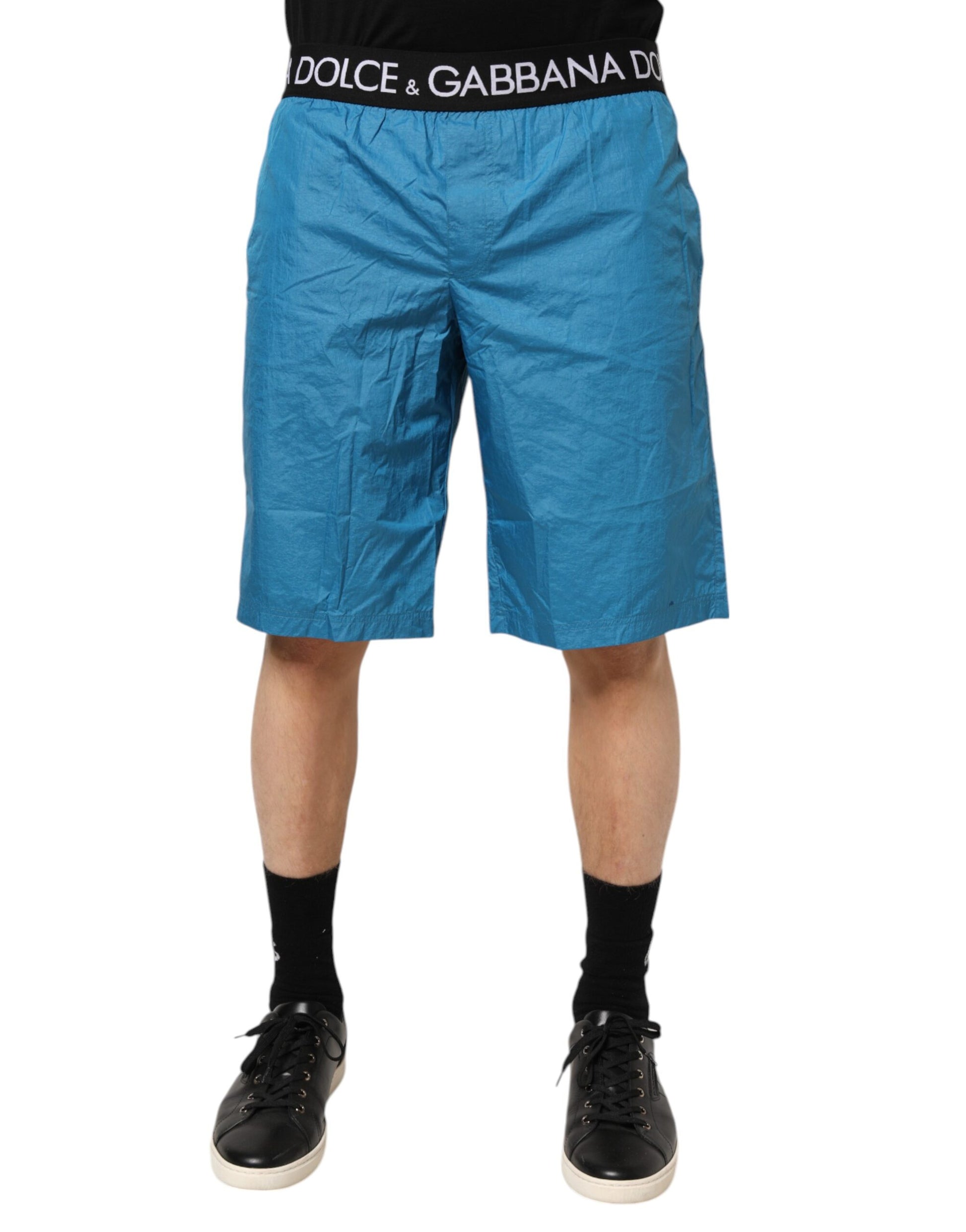 Short de bain Dolce & Gabbana Beachwear avec logo à la taille bleu