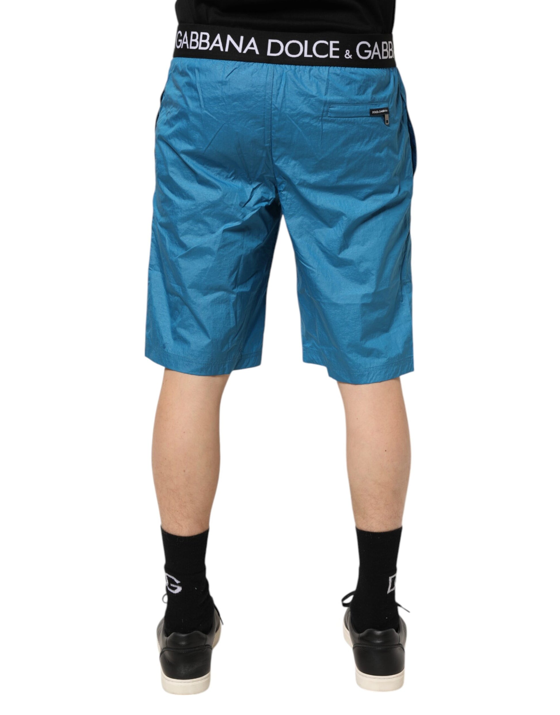 Short de bain Dolce & Gabbana Beachwear avec logo à la taille bleu