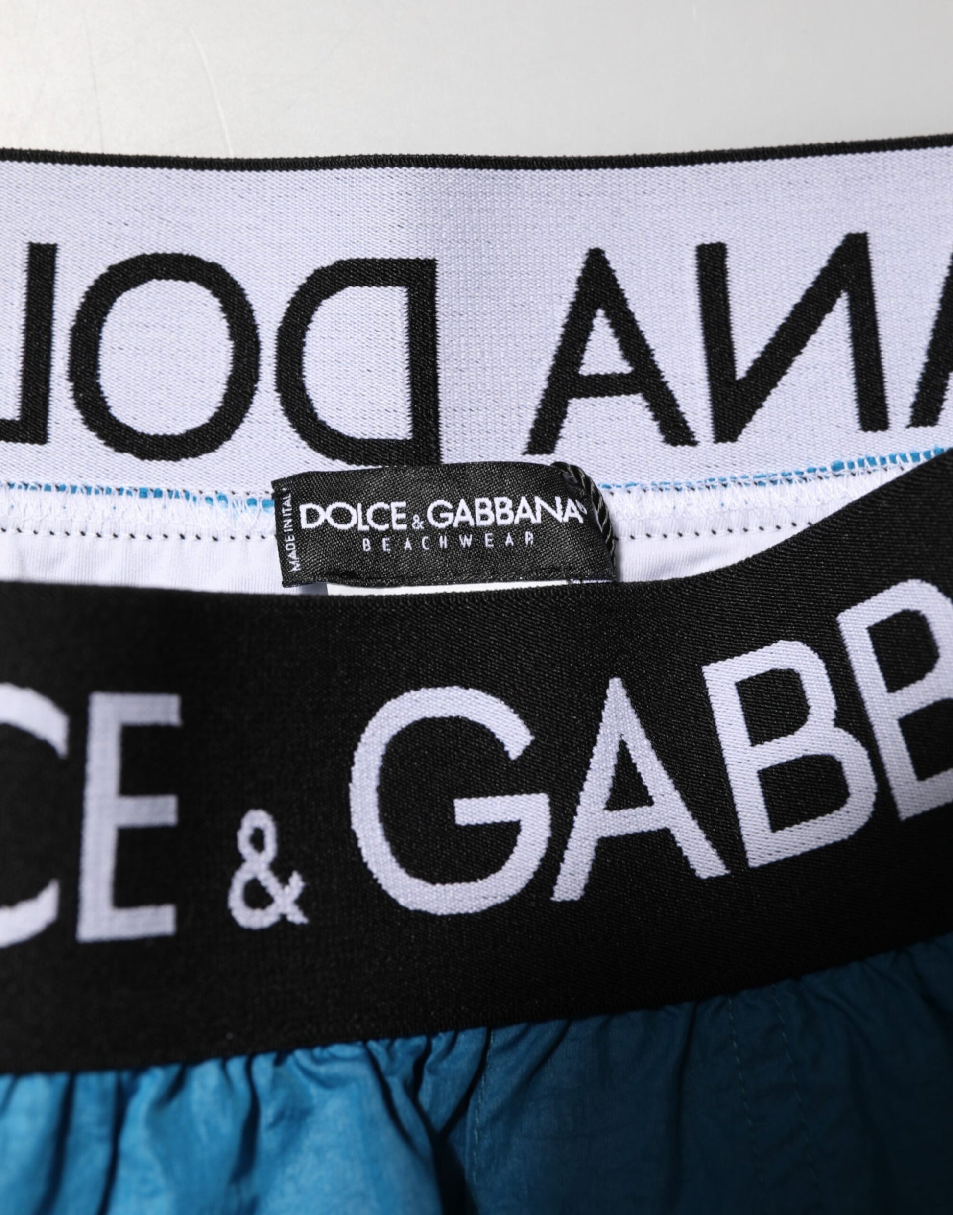 Short de bain Dolce & Gabbana Beachwear avec logo à la taille bleu