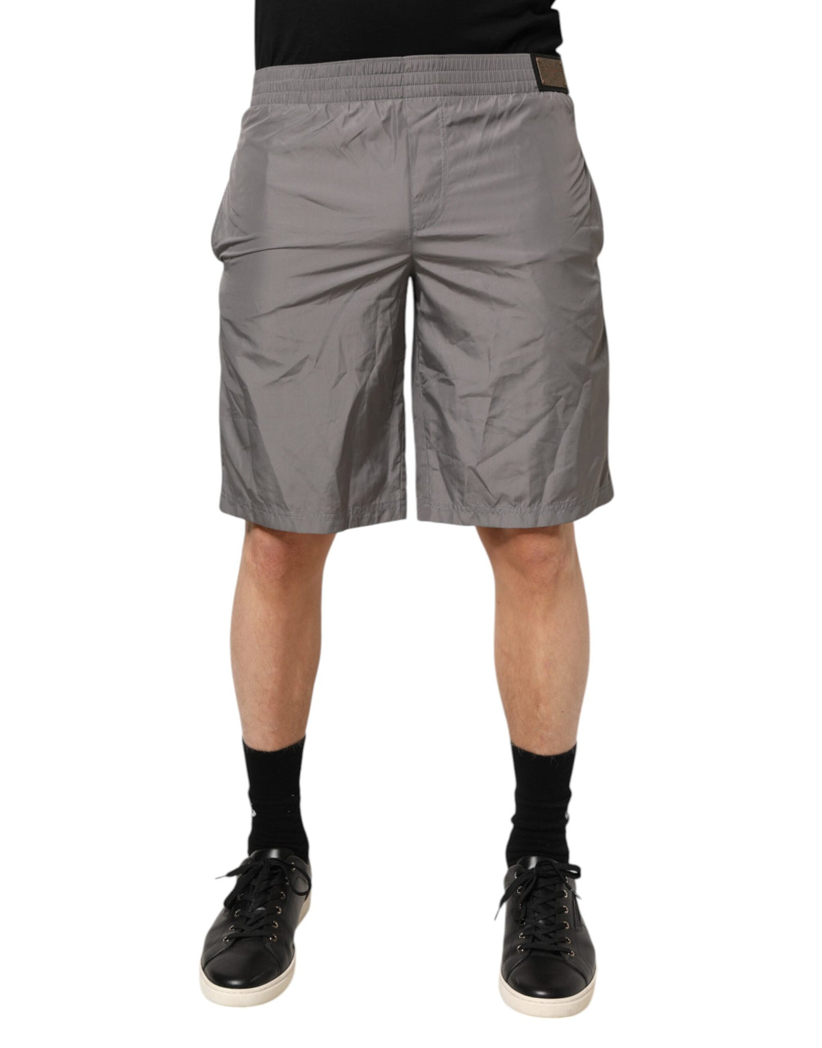 Shorts de bain Dolce & Gabbana en nylon gris clair à taille élastique