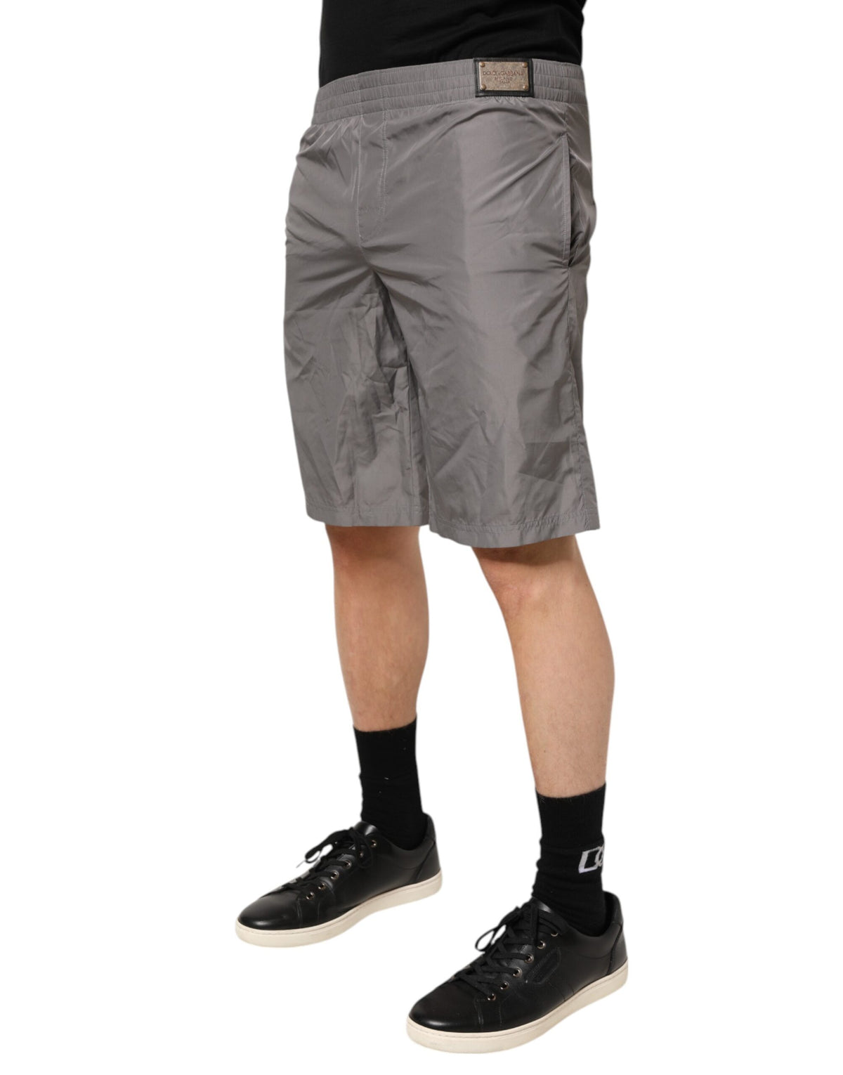 Shorts de bain Dolce & Gabbana en nylon gris clair à taille élastique