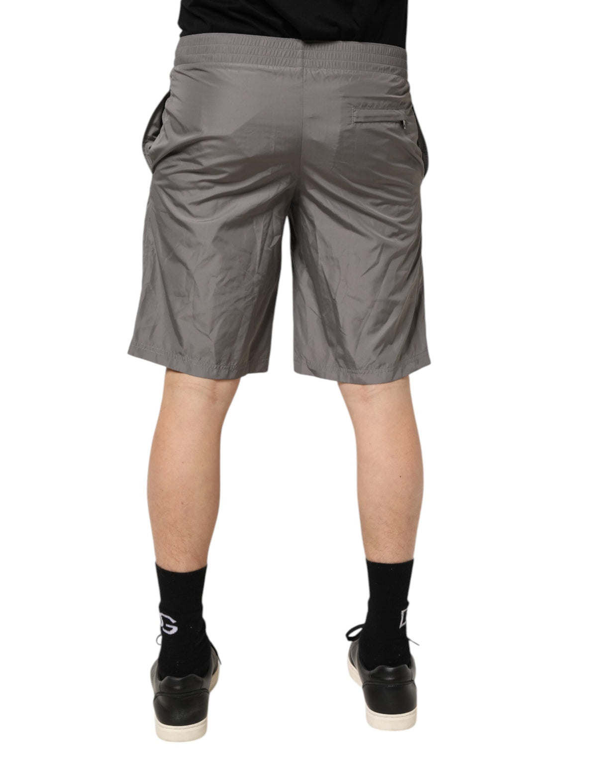 Shorts de bain Dolce & Gabbana en nylon gris clair à taille élastique