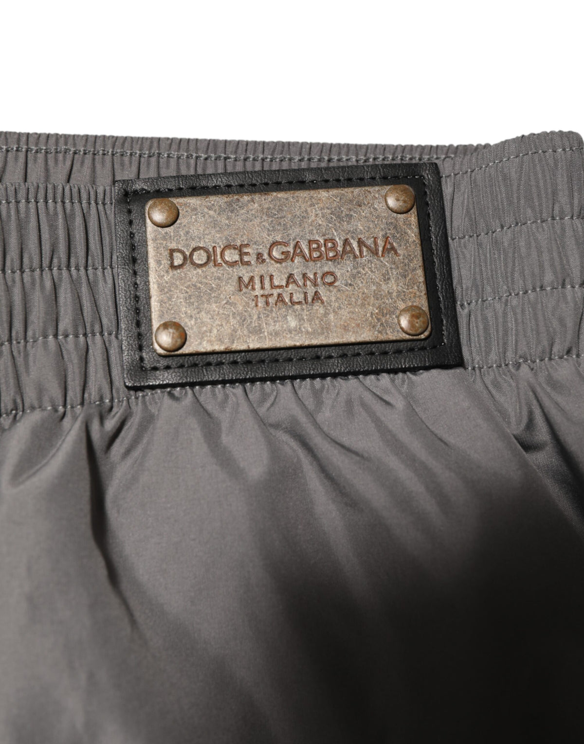 Shorts de bain Dolce & Gabbana en nylon gris clair à taille élastique