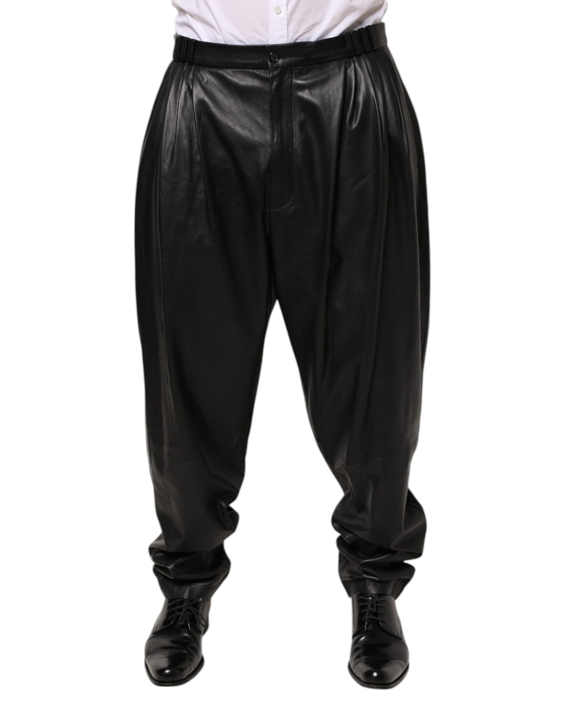 Pantalon en cuir d'agneau noir pour homme Dolce & Gabbana