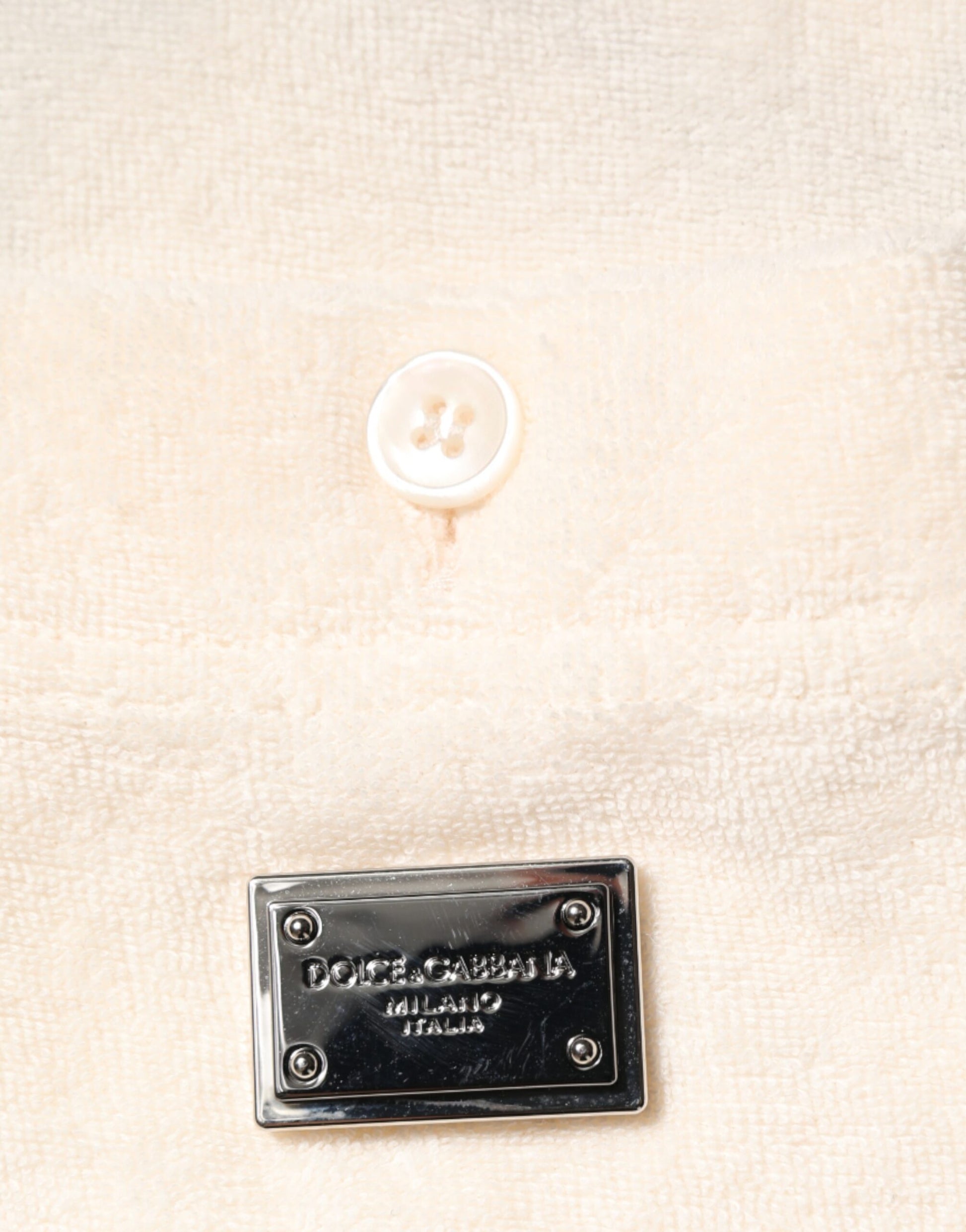 Dolce & Gabbana Ivory Cotton Terry Logo Pocket Polo T-shirt