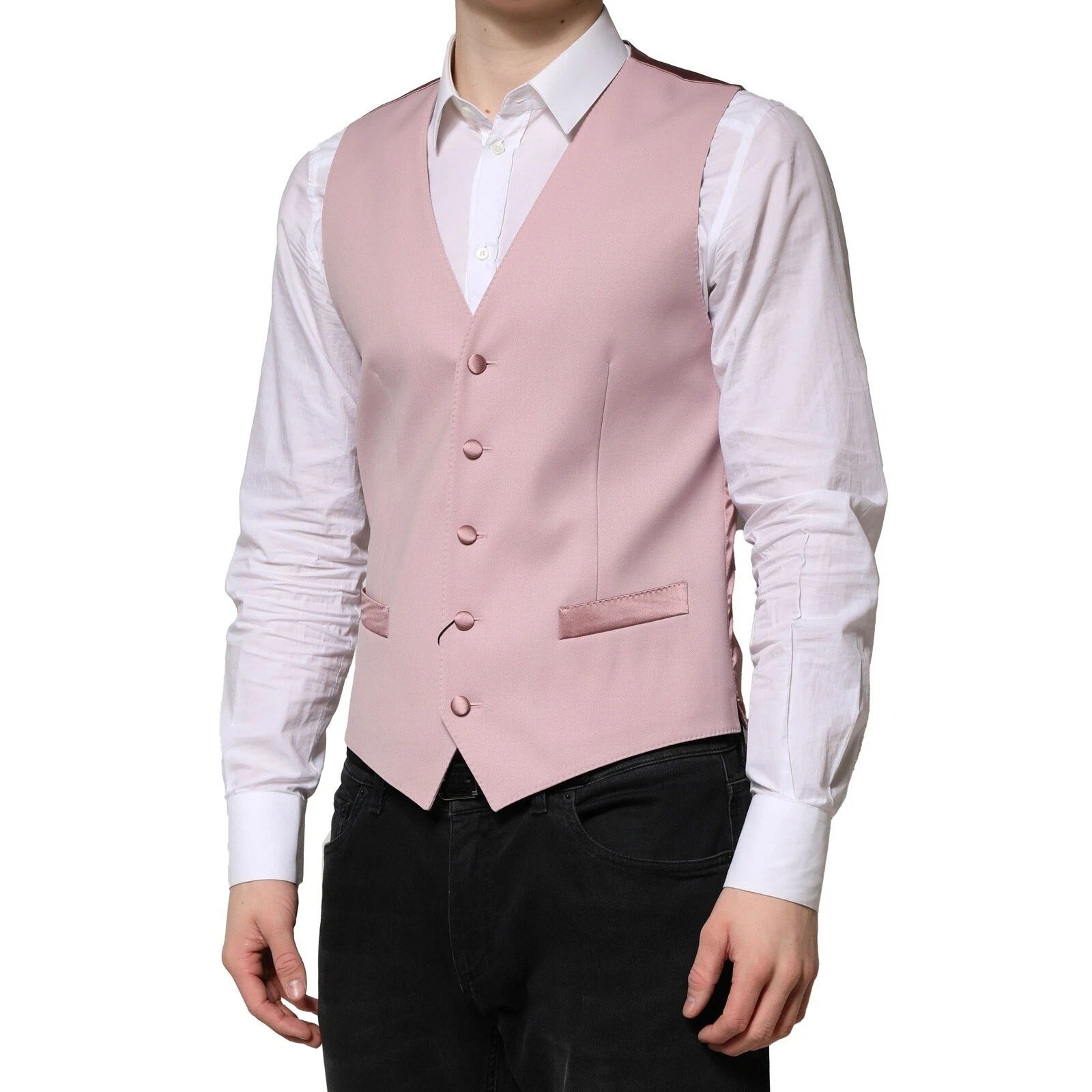 Dolce &amp; Gabbana Rosa Wollkleid Formale Herren Weste