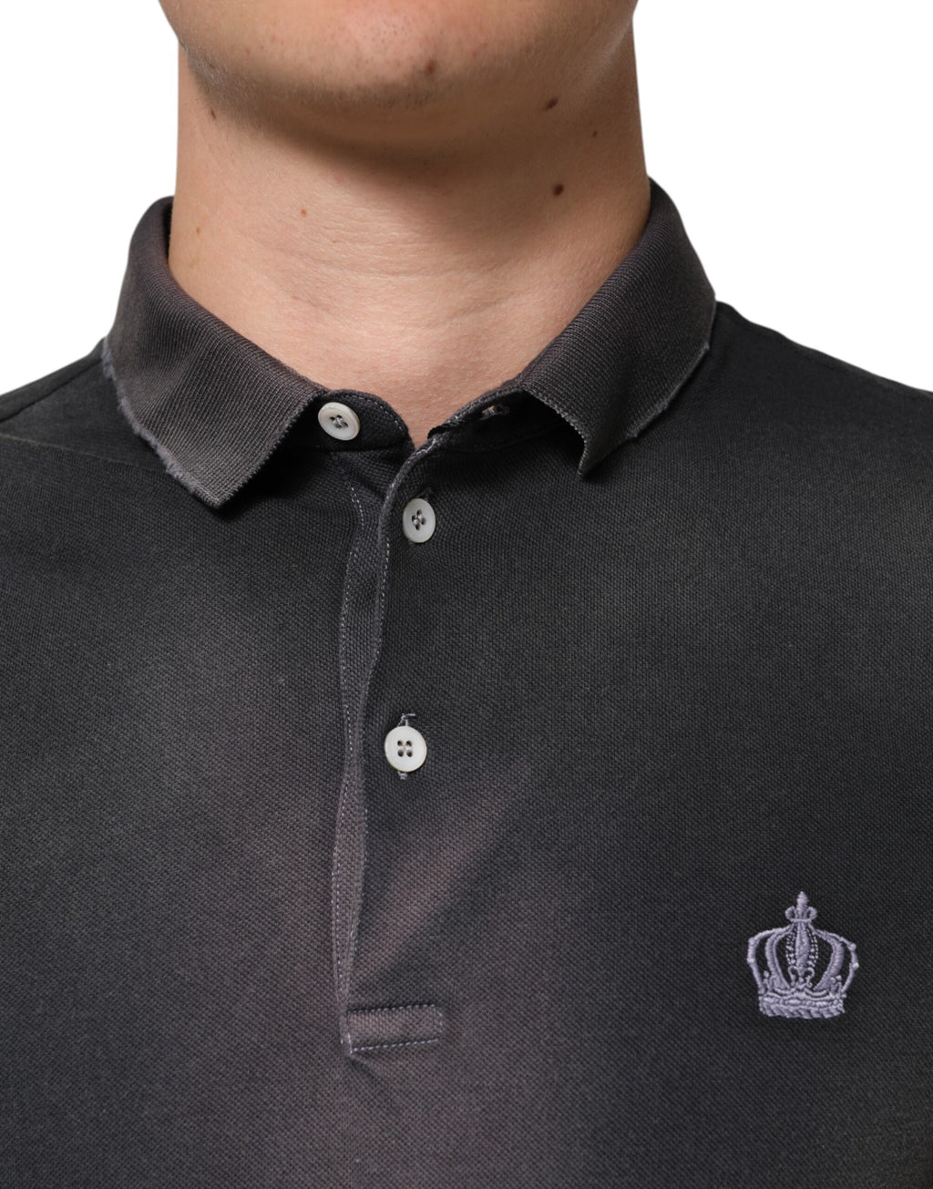 T-shirt Polo Homme Dolce & Gabbana Coton Gris Col Couronne