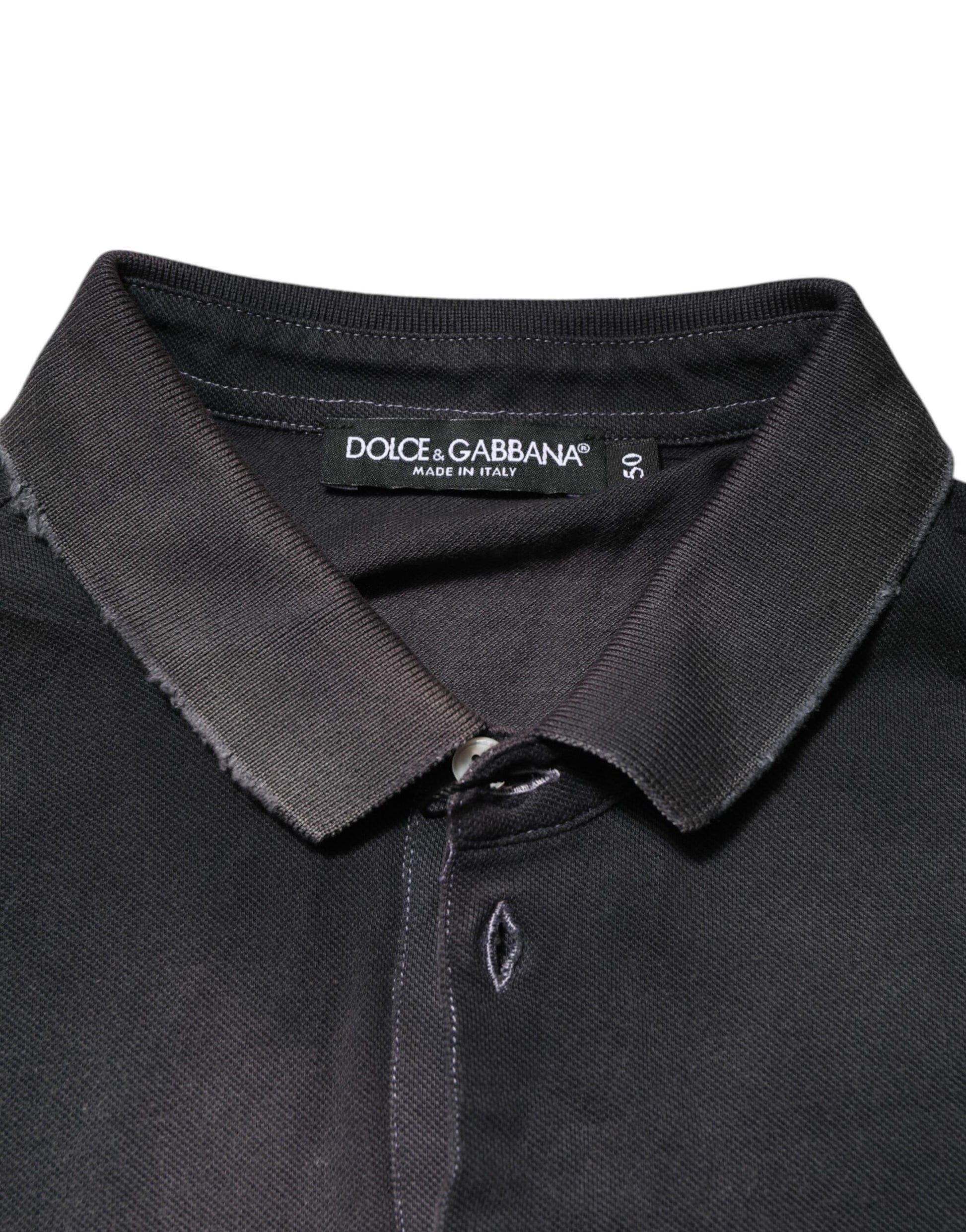 T-shirt Polo Homme Dolce & Gabbana Coton Gris Col Couronne