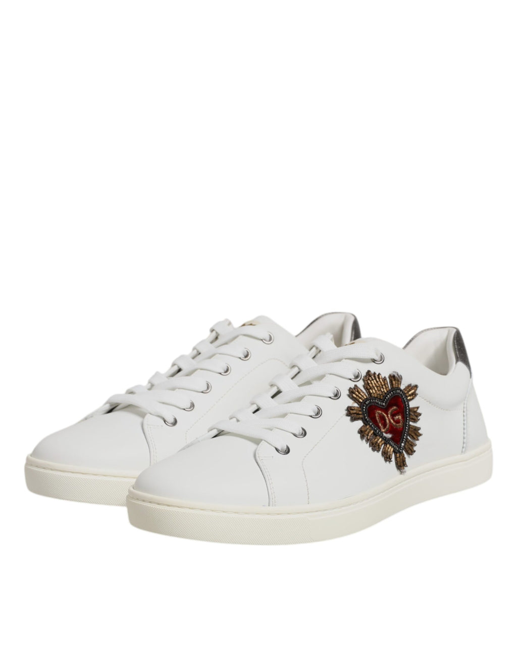 Dolce & Gabbana Baskets Homme Cœur Sacré Blanc Argenté