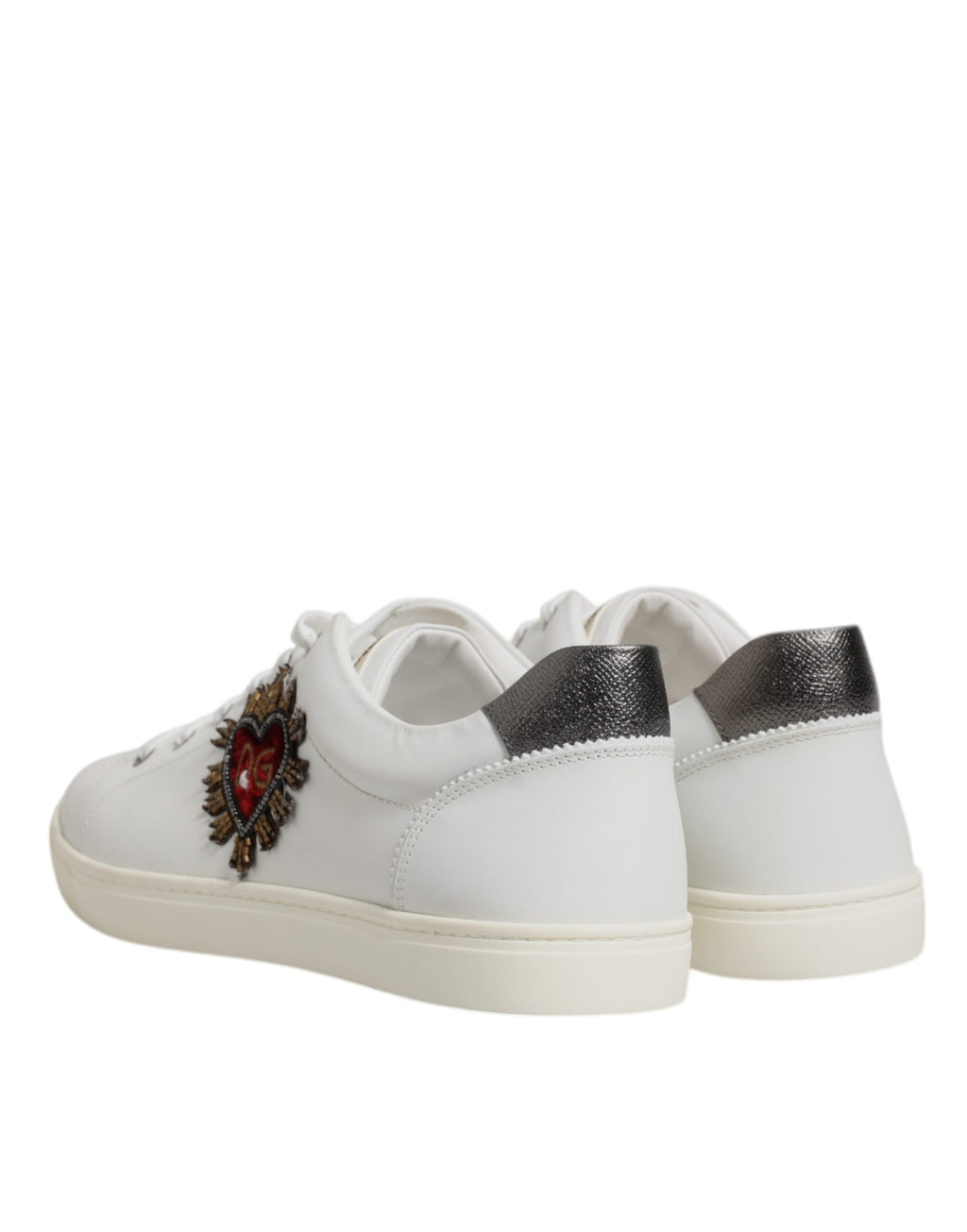 Dolce & Gabbana Baskets Homme Cœur Sacré Blanc Argenté