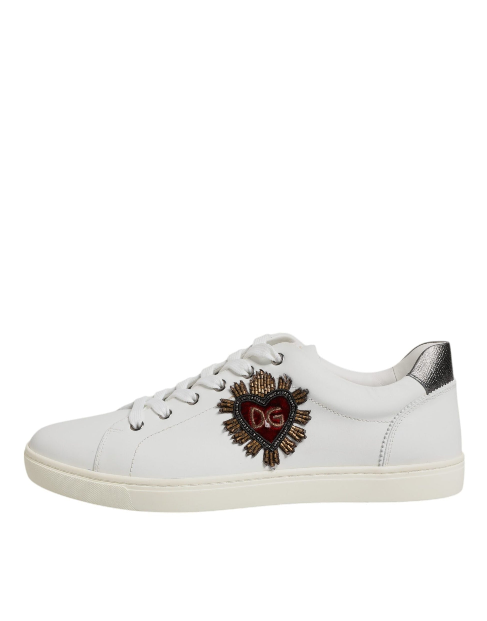 Dolce & Gabbana Baskets Homme Cœur Sacré Blanc Argenté