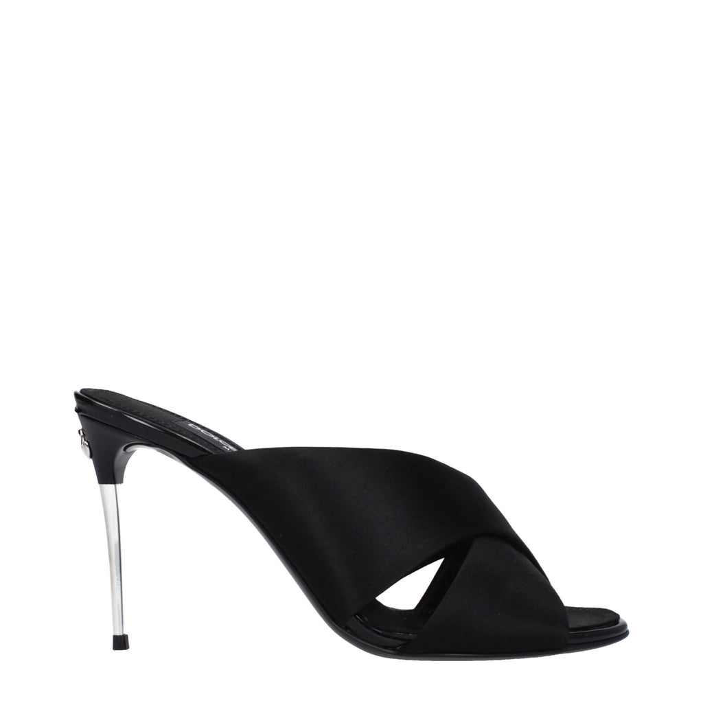 Sandales à talons aiguilles en satin noir Dolce & Gabbana