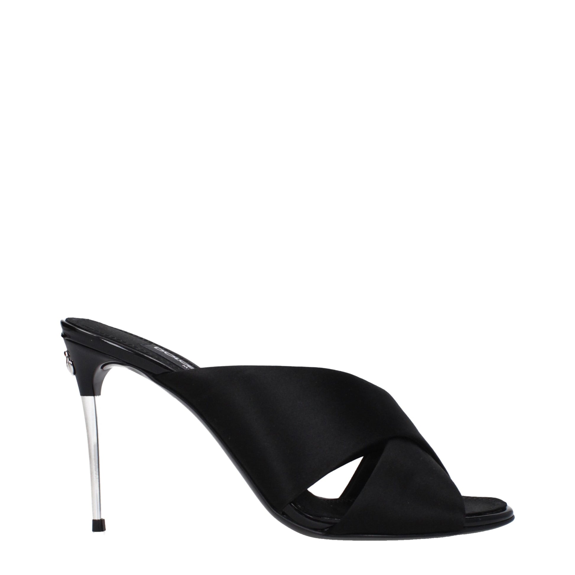 Sandales à talons aiguilles en satin noir Dolce & Gabbana