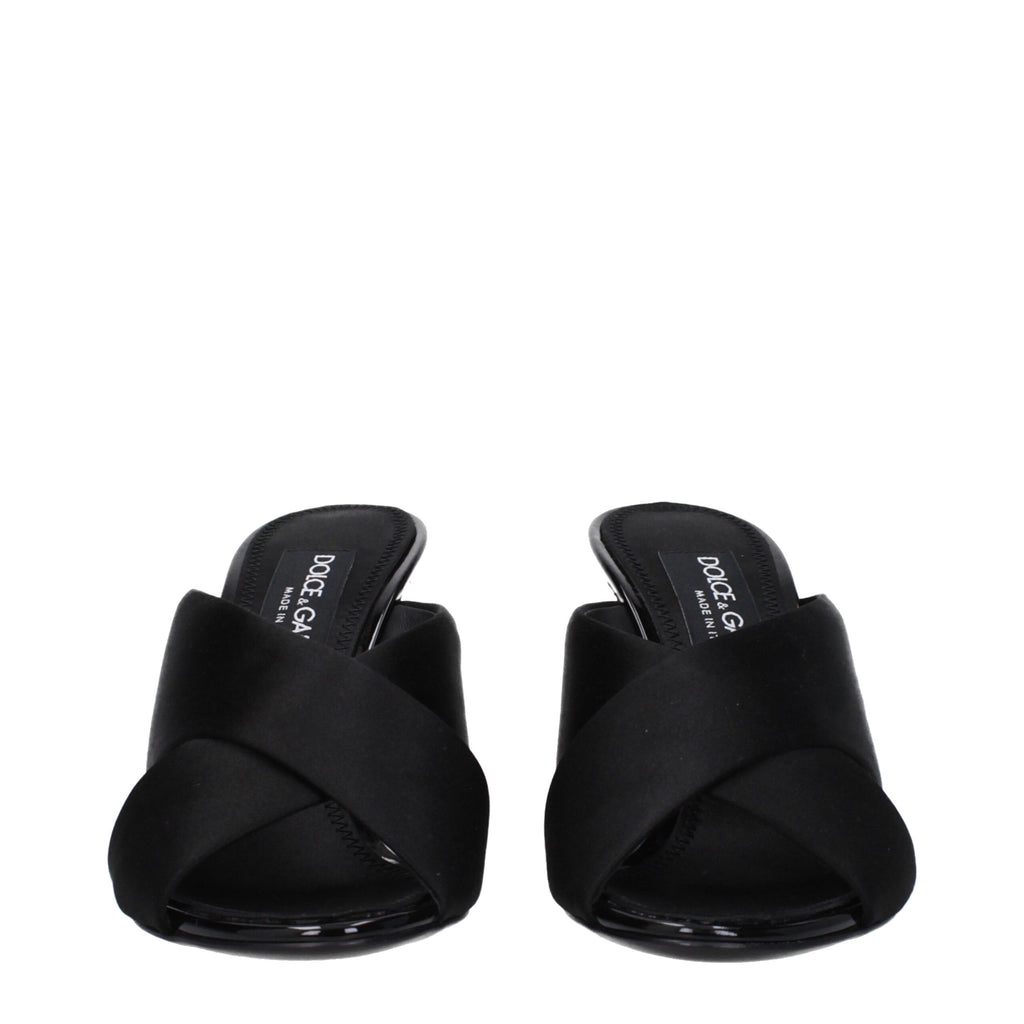 Sandales à talons aiguilles en satin noir Dolce & Gabbana