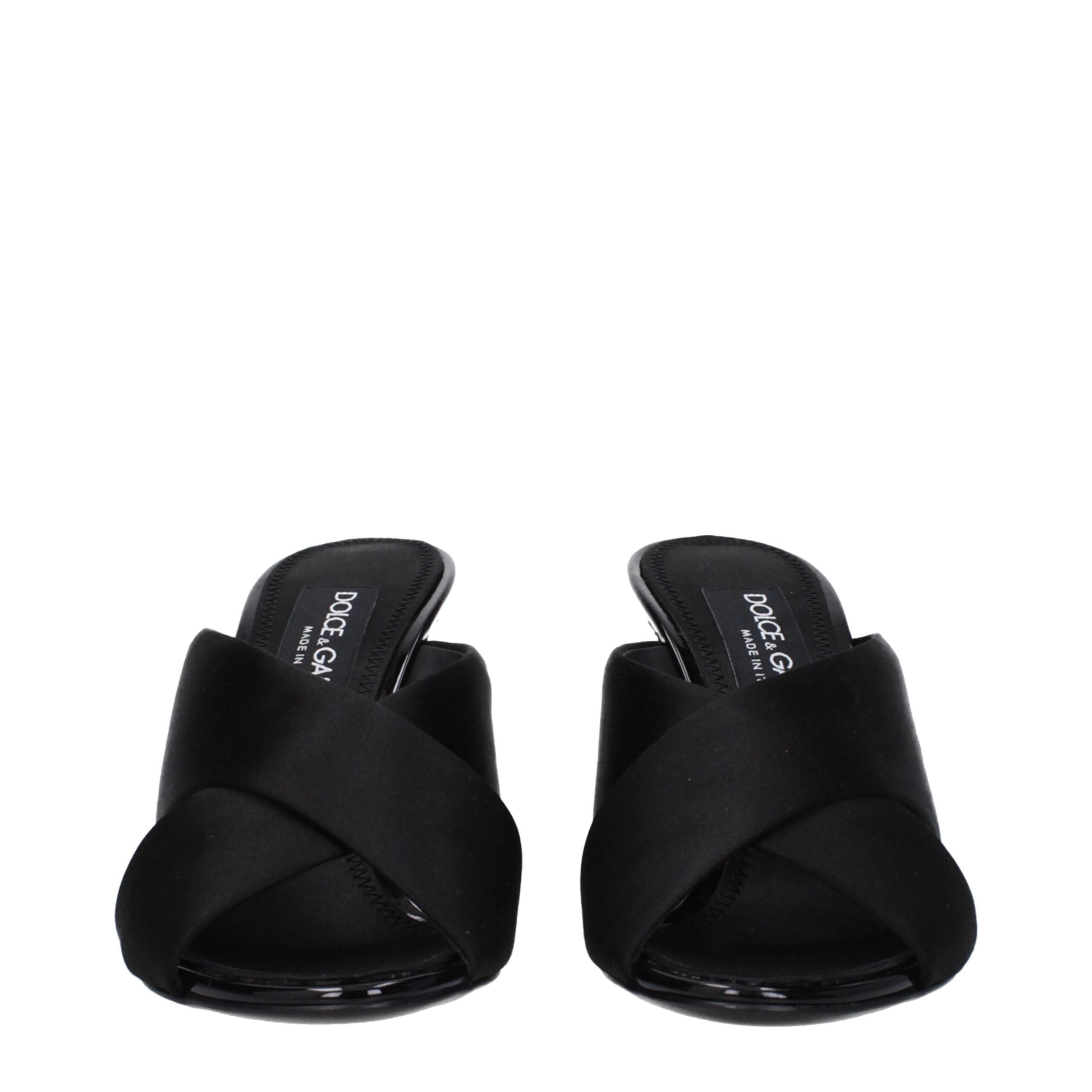 Sandales à talons aiguilles en satin noir Dolce & Gabbana