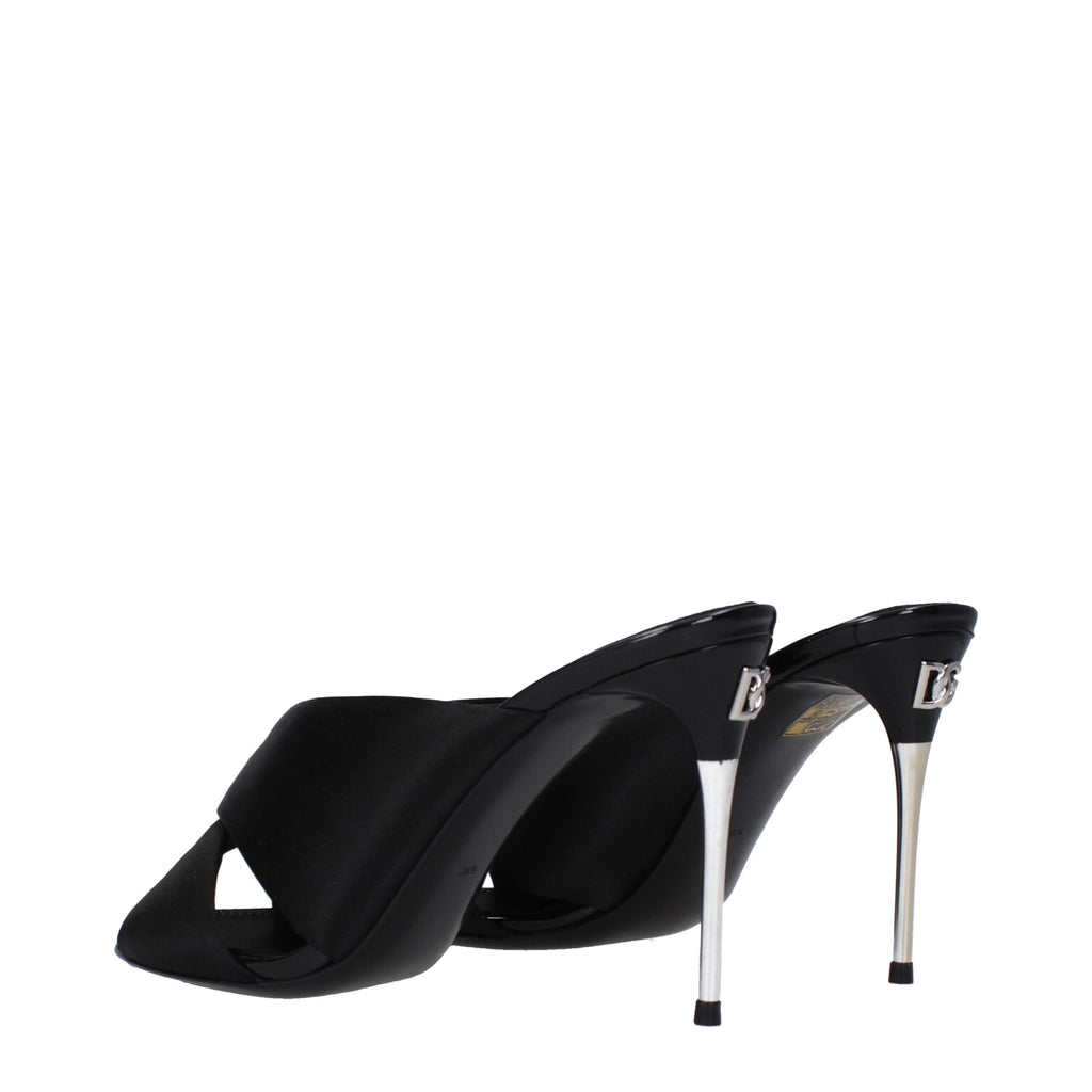 Sandales à talons aiguilles en satin noir Dolce & Gabbana