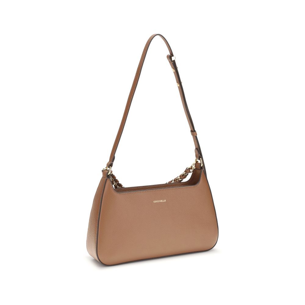 Coccinelle Beige Calf Leather Bos Taurus Shoulder Bag