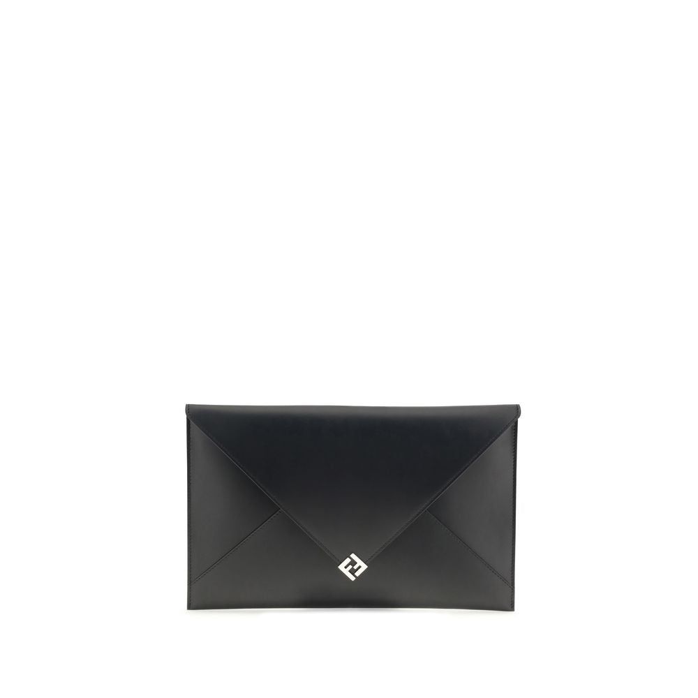 Fendi Black Leather Clutch Bag