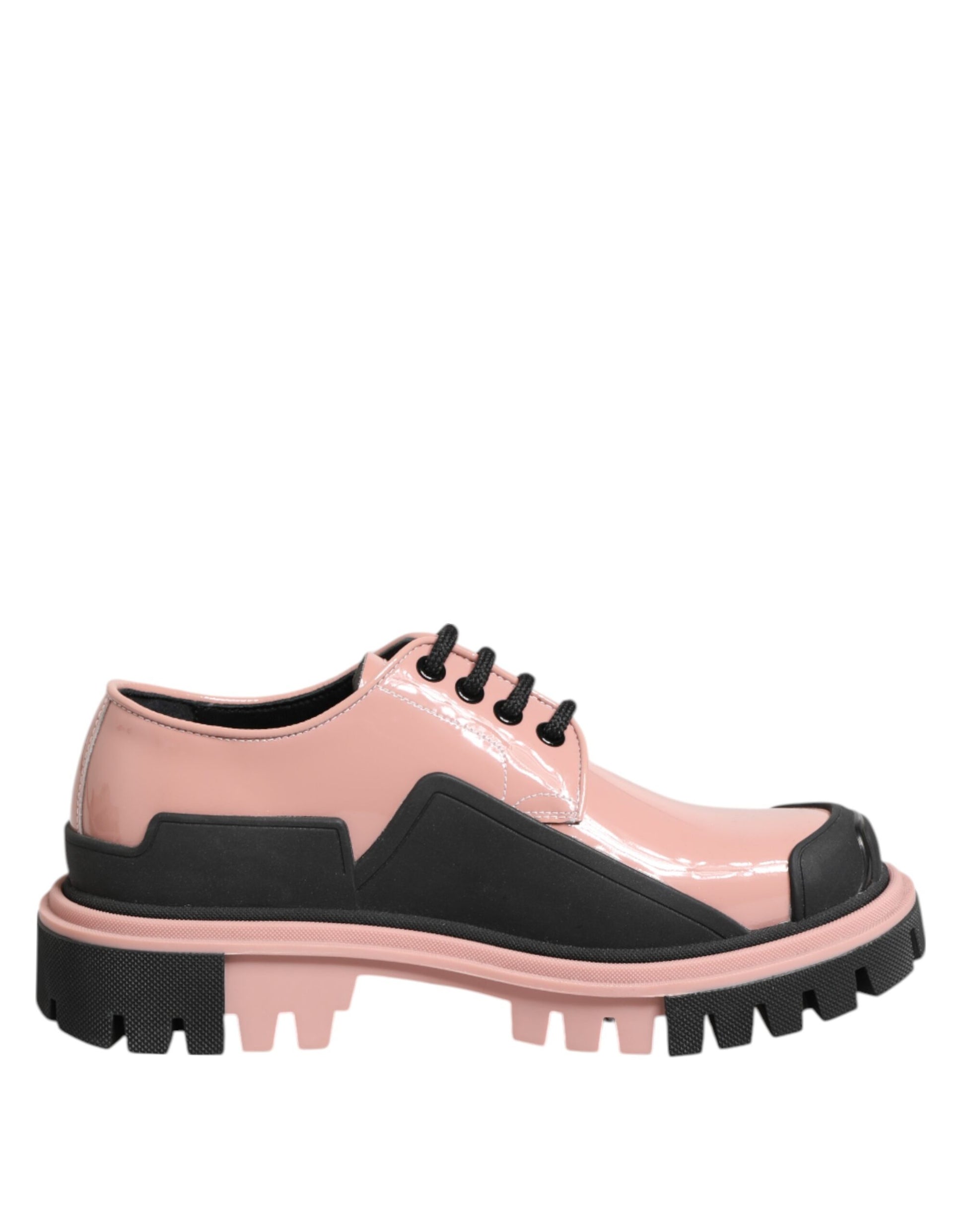 Chaussures à lacets Dolce & Gabbana en cuir noir rose poudré clair