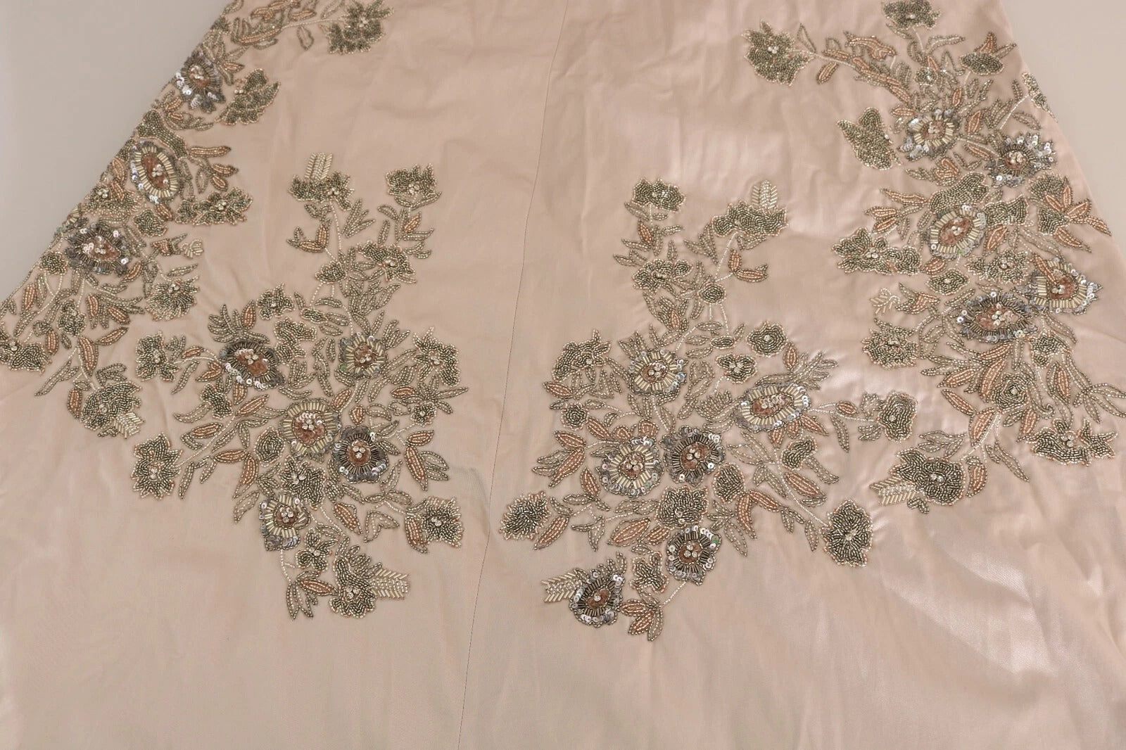 Robe de bal évasée Dolce & Gabbana beige à fleurs et sequins